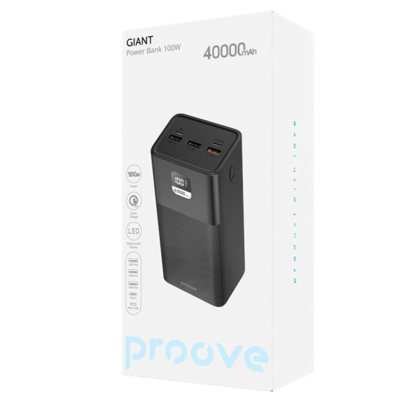 Павербанк Proove Giant Black 40 000 mAh / 100 Вт (PBGI99320001)