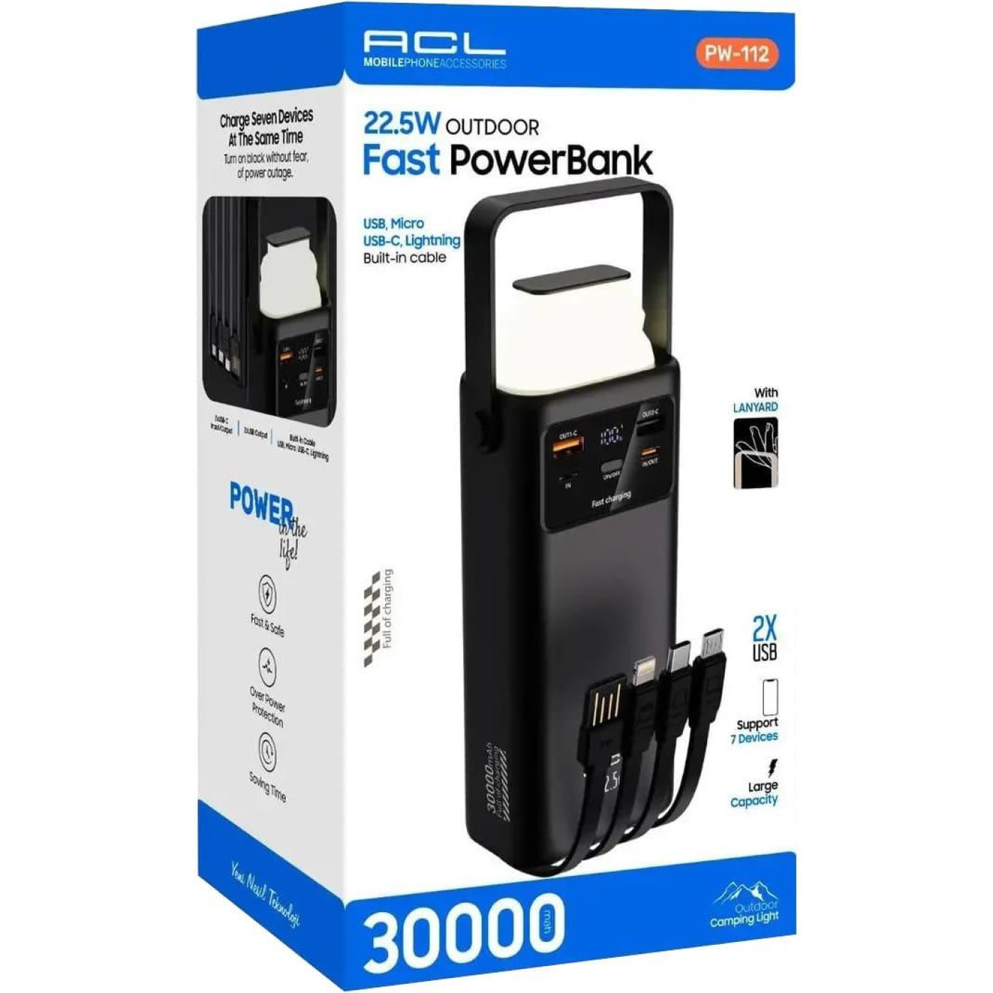 Павербанк ACL Black 30 000 mAh / 22.5 Вт PW-112)