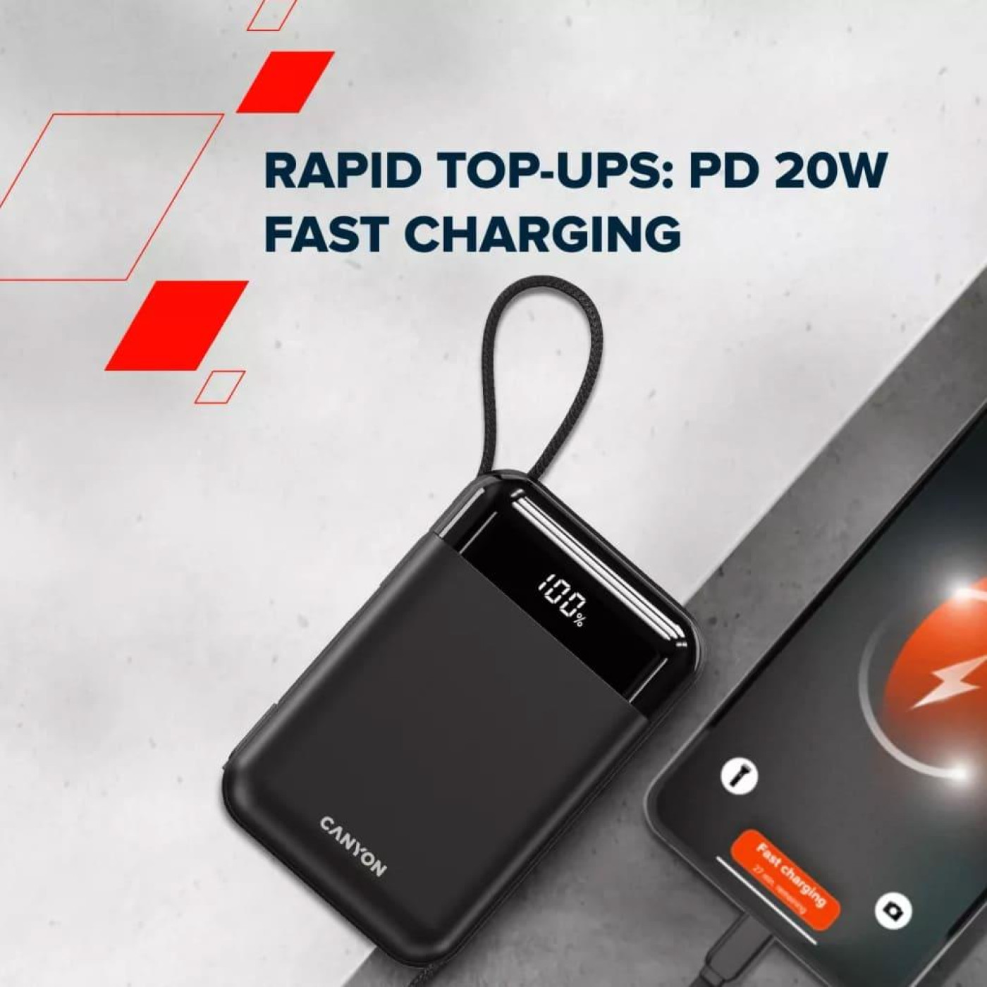 Павербанк Canyon Black 20 000 mAh / 15 Вт (CNS-CPB204B)