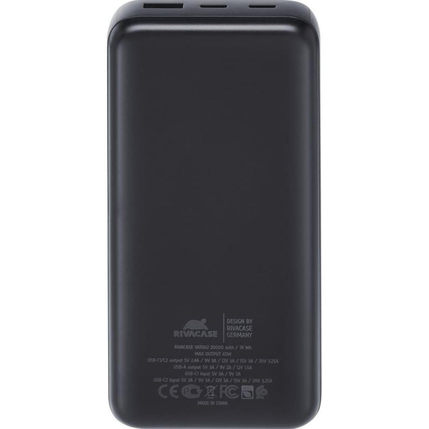 Павербанк Rivacase Black 20 000 mAh / 65 Вт (VA1082)