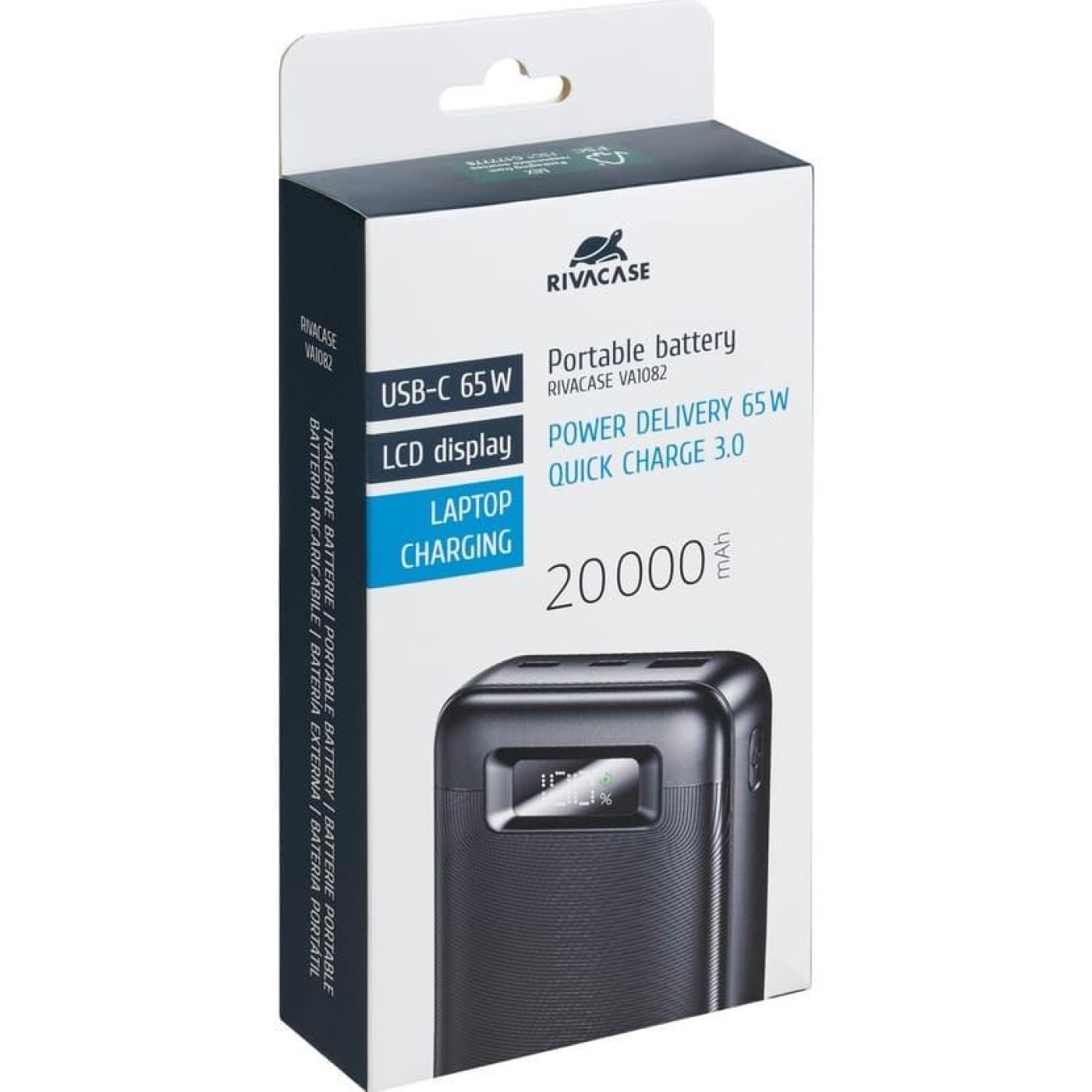 Павербанк Rivacase Black 20 000 mAh / 65 Вт (VA1082)
