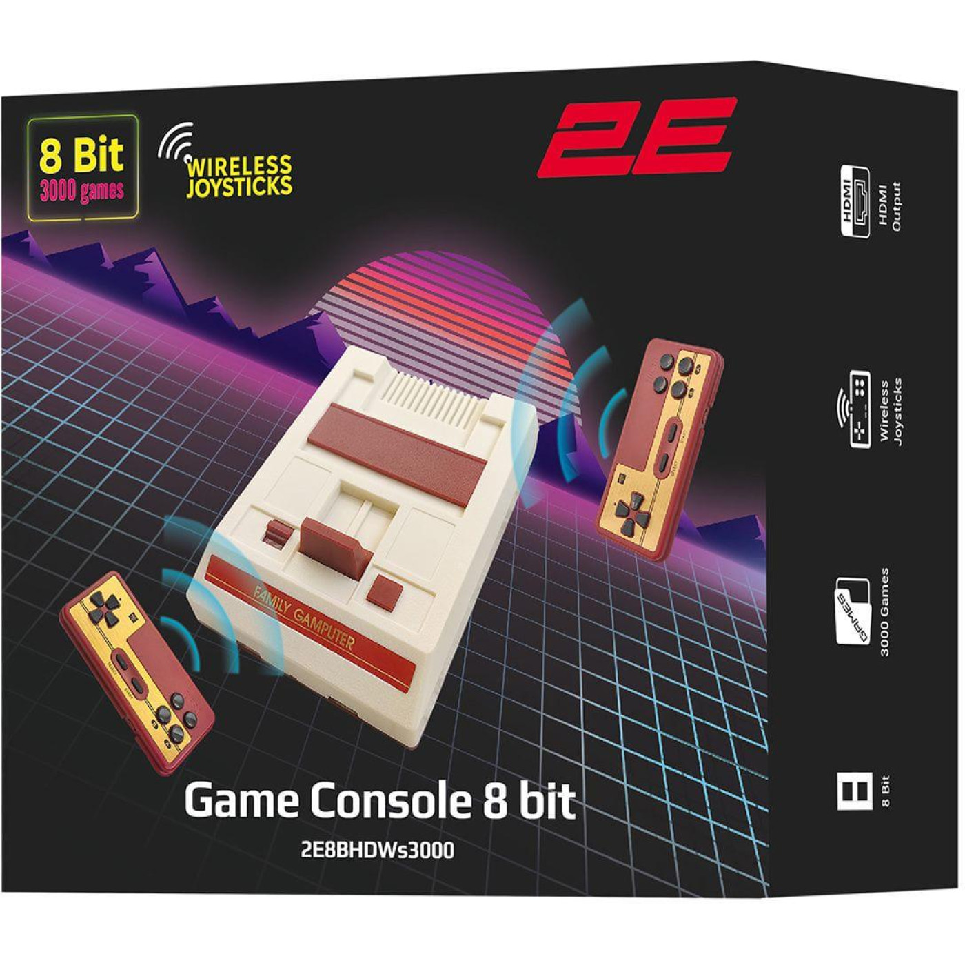 Ігрова консоль 2Е 8bit HDMI (2 бездротових геймпада, 3000 ігор)