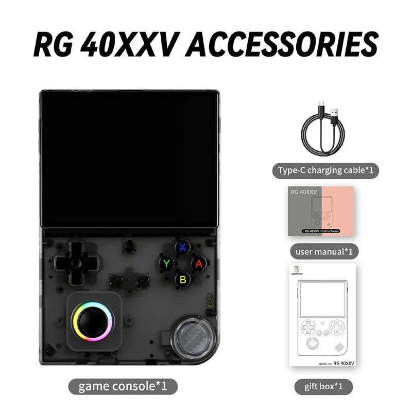 Игровая консоль Anbernic RG 40XXV 64GB Transparent Black (G-000003721)