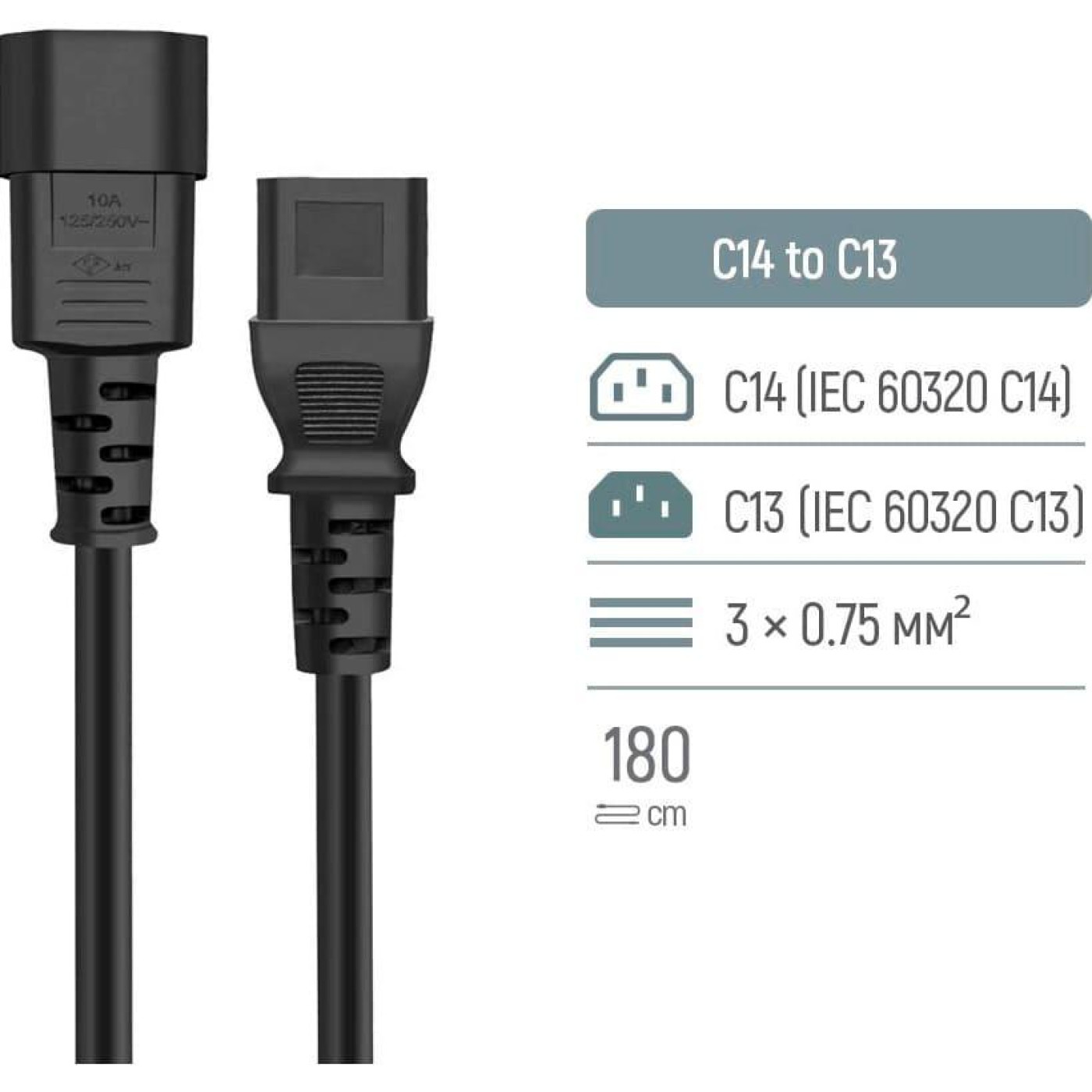 Кабель живлення ColorWay C13-C14, 1 м, Black (CW-CBP087-BK)