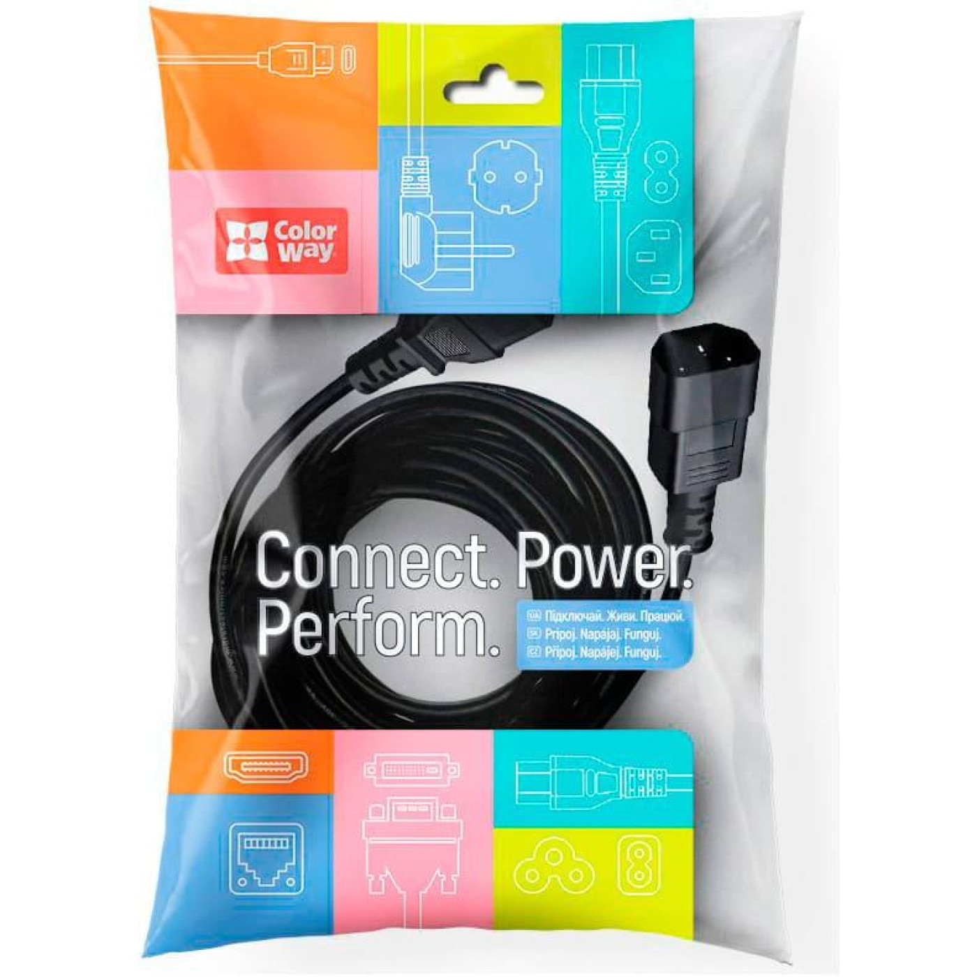 Кабель живлення ColorWay C13-C14, 1 м, Black (CW-CBP087-BK)