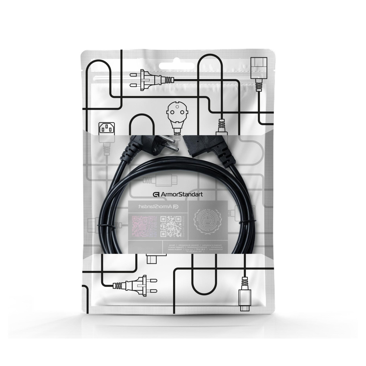 Кабель питания ArmorStandart CEE 7/7 - С13 угловой 1.8м black (ARM73124)