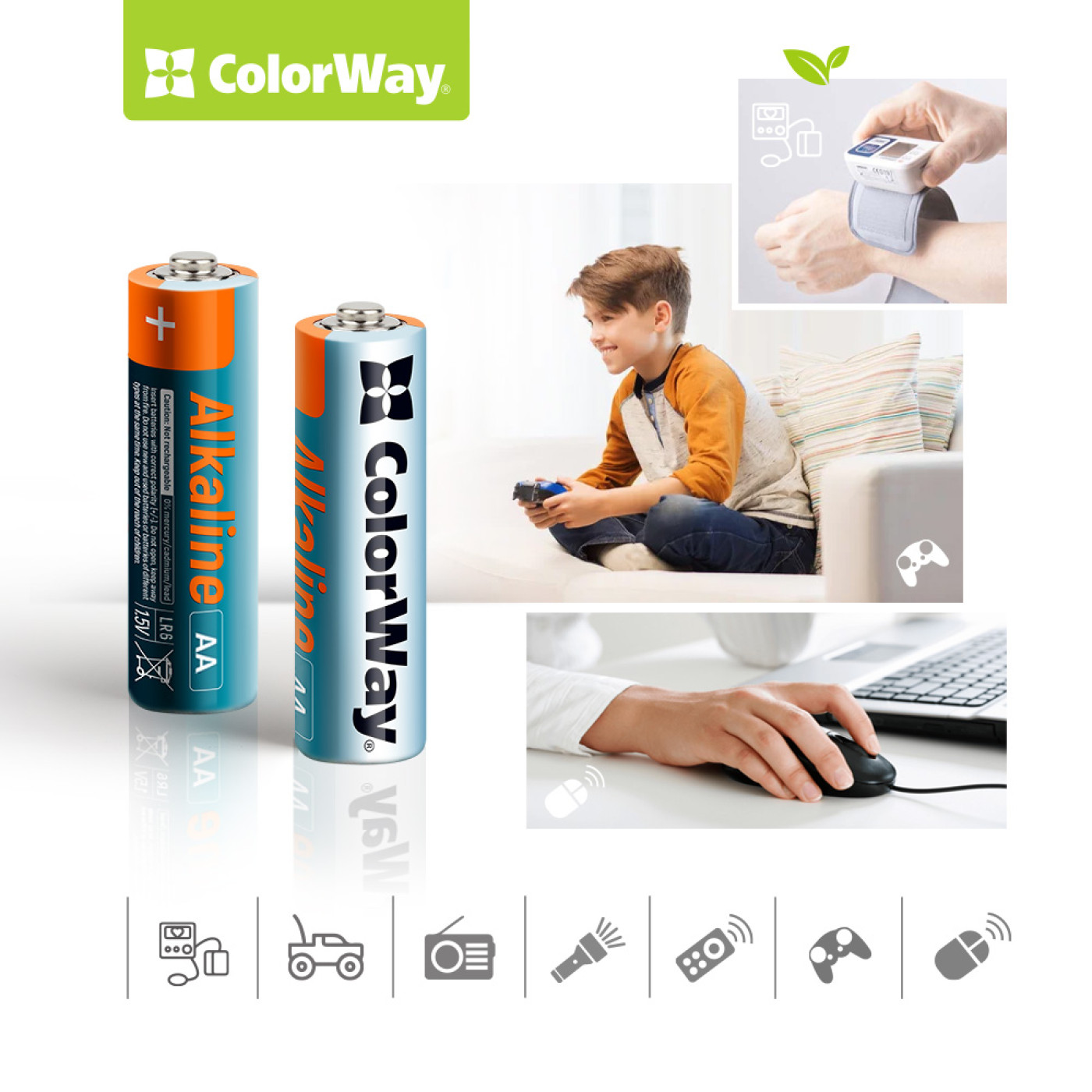 Батарейка AA (LR6), щелочная, ColorWay Alkaline Power, 24 шт, 1.5V, Plastic box (CW-BALR06-24PB)