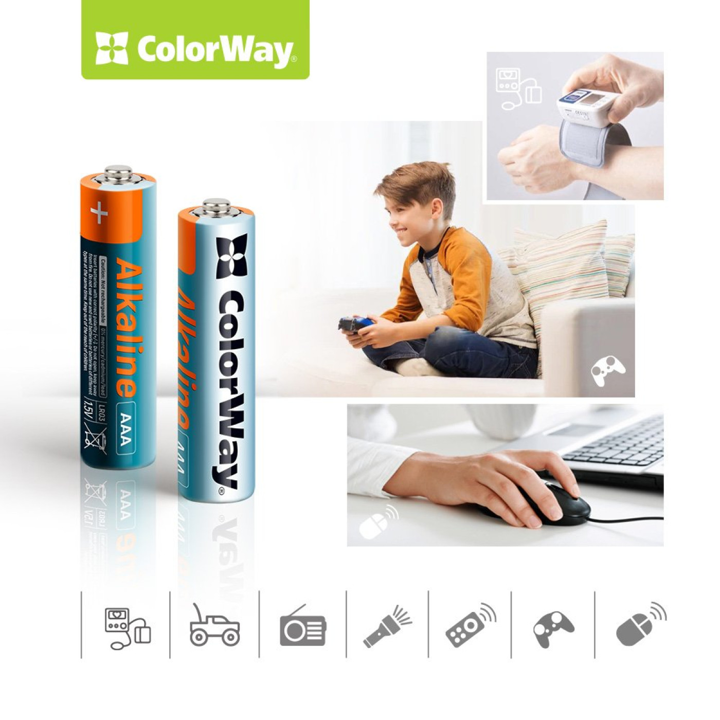 Батарейка AAA (LR03), щелочная, СolorWay Alkaline Power, 24 шт, 1.5V, Plactic box (CW-BALR03-24PB)