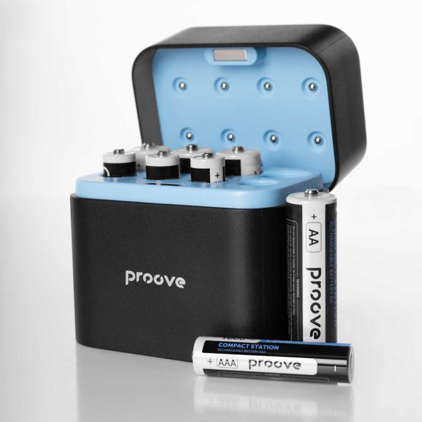 Зарядний Пристрій з Акумуляторними Батарейками Proove Compact Station 8pcs (4xAAA + 4xAA) black