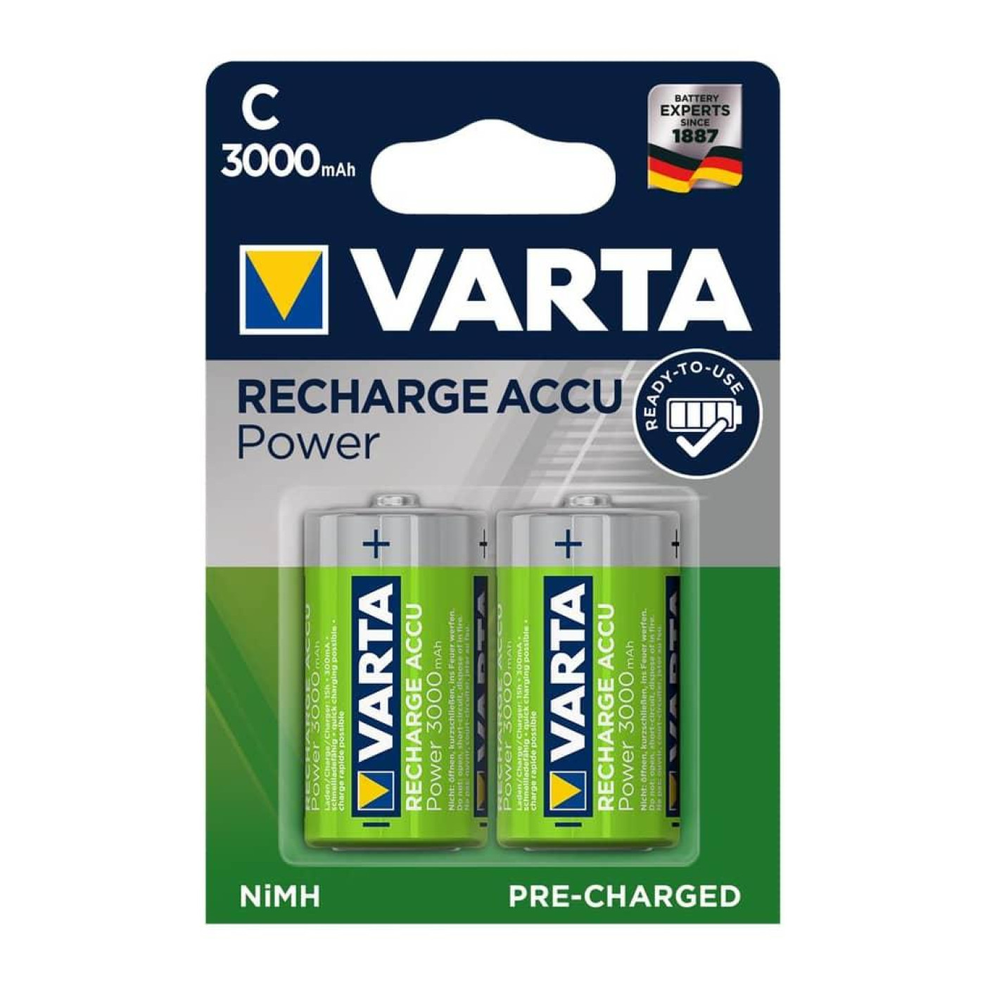 Аккумулятор VARTA RECHARGEABLE ACCU C 3000mAh BLI 2 NI-MH (READY 2 USE)