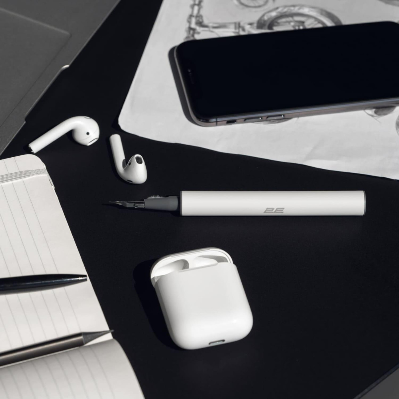 Очисний набир 2E для навушникив 3в1, било-сирий