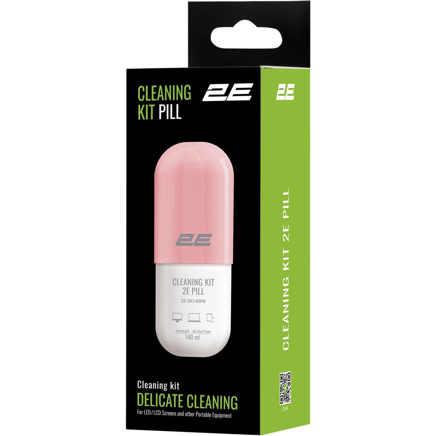 Очисний набир 2E PILL для оргтехники (ридина 140мл + серветка 20см), било-рожевий