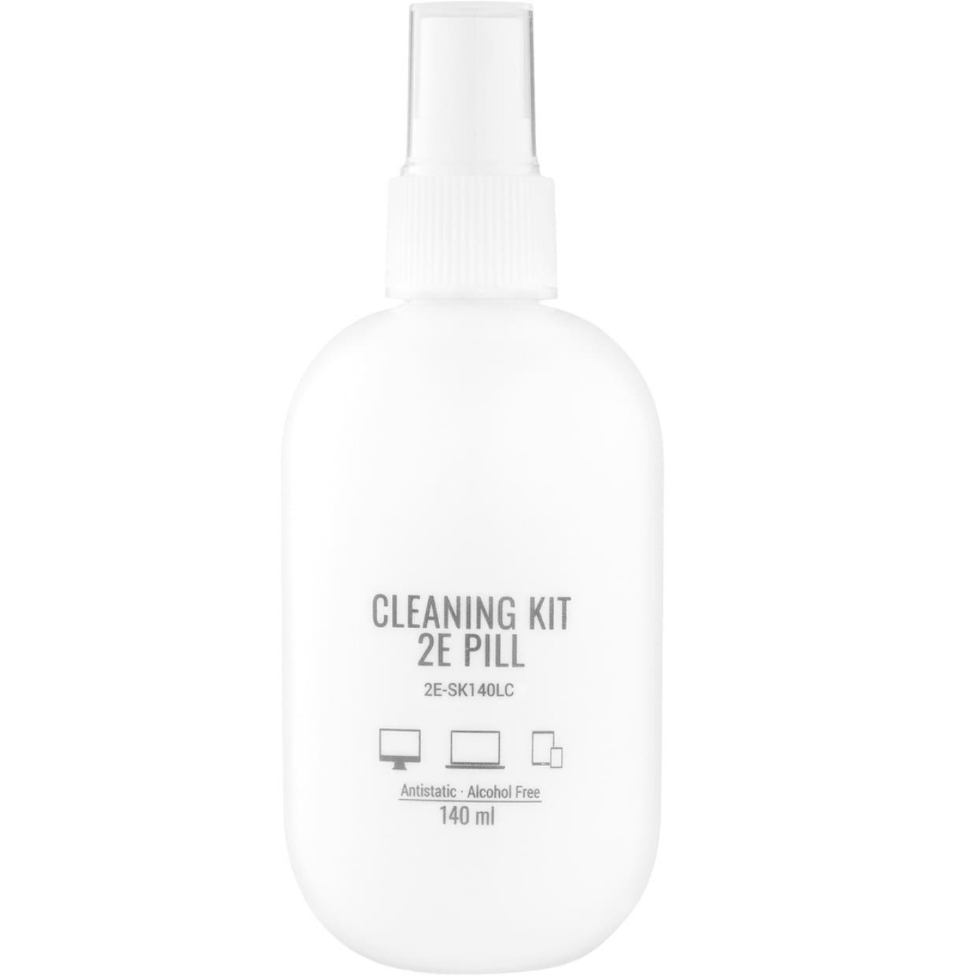 Очисний набір 2E PILL для оргтехніки (рідина 140мл + серветка 20см), біло-бузковий