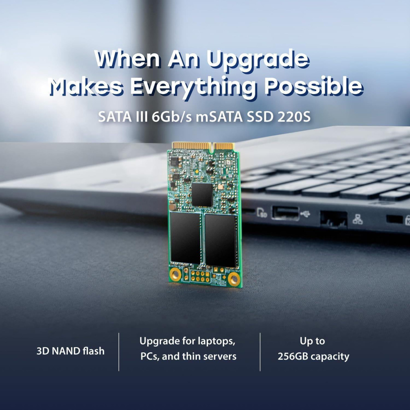 Накопичувач SSD Transcend mSATA 128GB MSA220S 3D NAND DRAM-less (TS128GMSA220S)