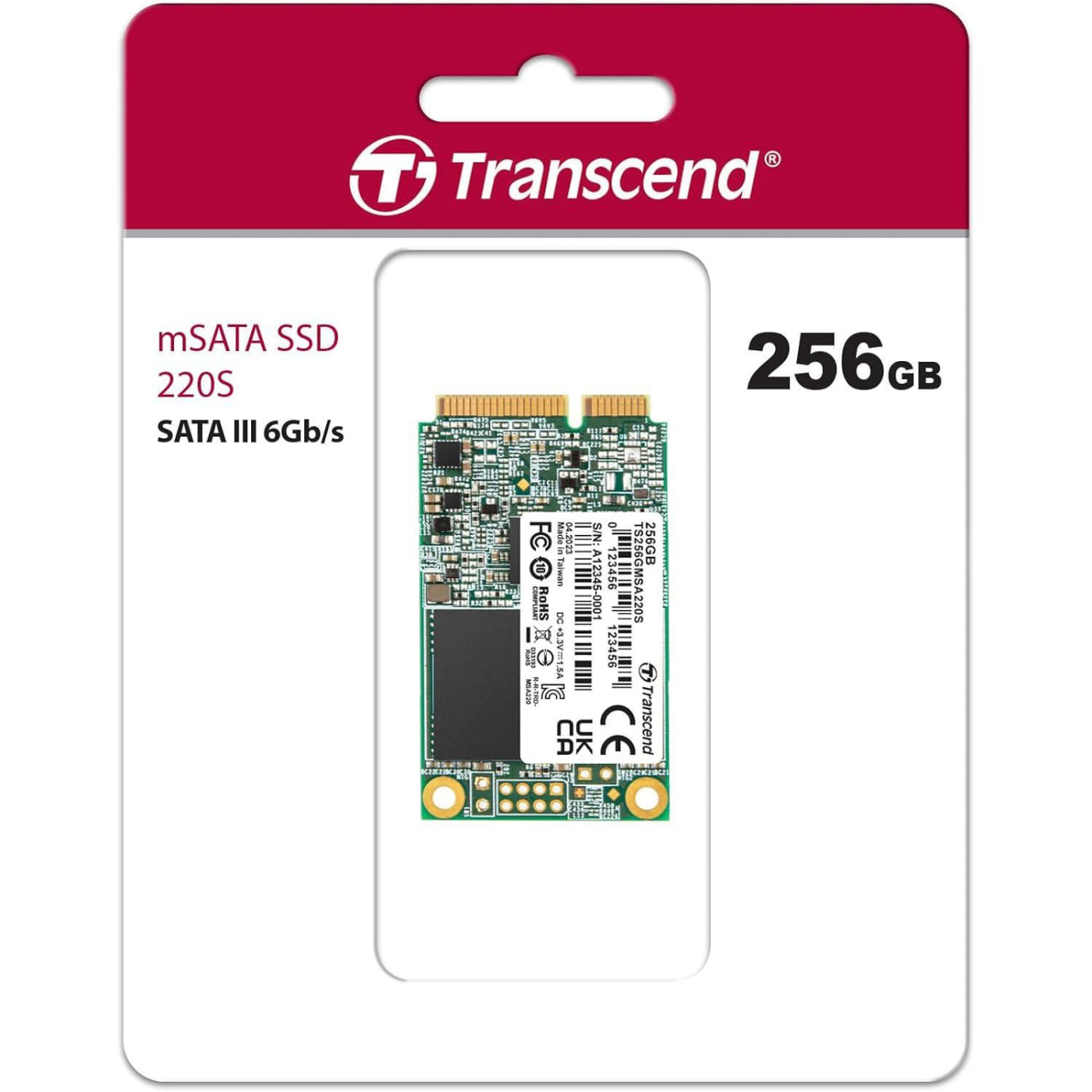 Накопичувач SSD Transcend mSATA 256GB MSA220S 3D NAND DRAM-less (TS256GMSA220S)