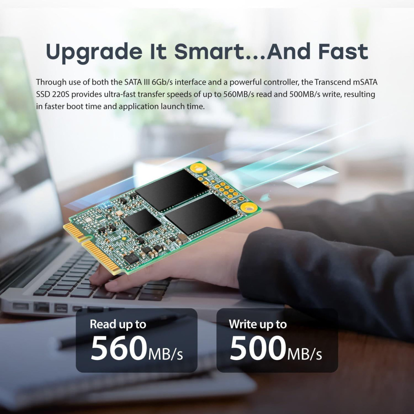 Накопичувач SSD Transcend mSATA 256GB MSA220S 3D NAND DRAM-less (TS256GMSA220S)