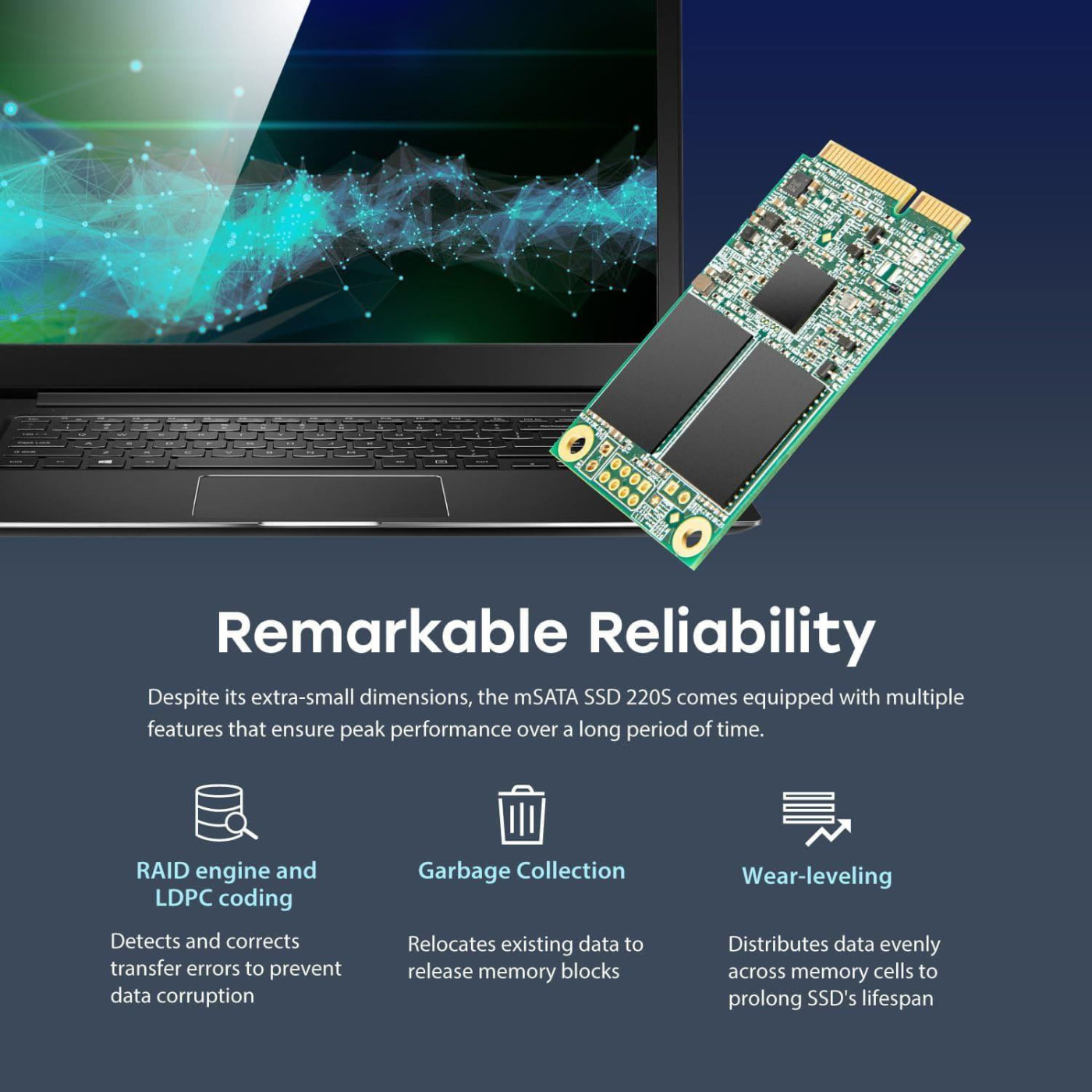 Накопичувач SSD Transcend mSATA 128GB 3D NAND DRAM-less (MSA220S)