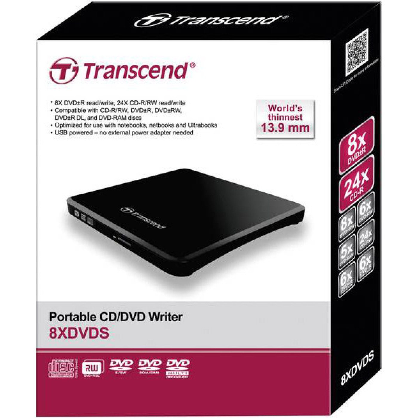 Оптический привод Transcend DVD-RW TS8XDVDS-K (TS8XDVDS-K)