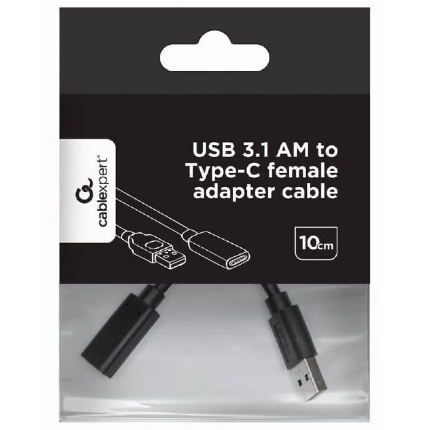 Кабель Cablexpert USB3.0 - USBType-C, 0.1 м, черный (A-USB3-AMCF-01)