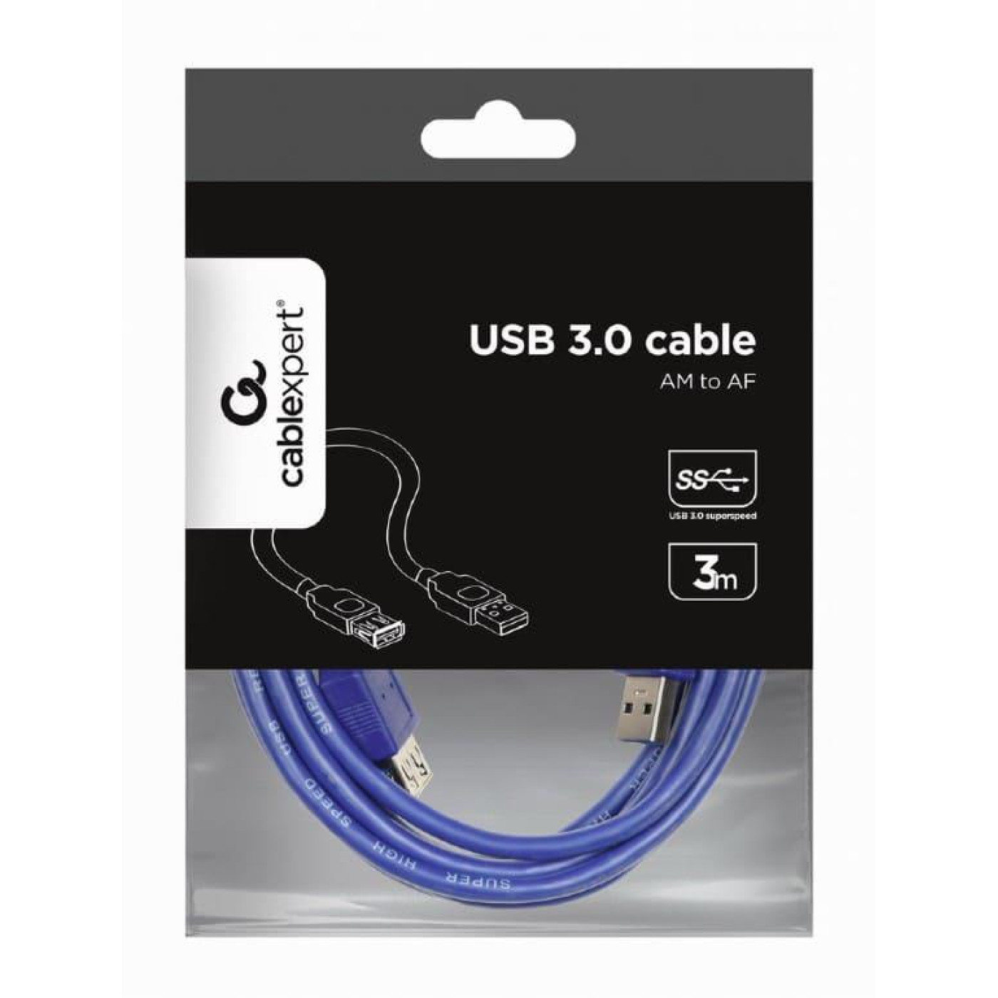 Кабель Cablexpert USB 3.0 AM/AF 3.0 м, Blue, Premium (CCP-USB3-AMAF-10)