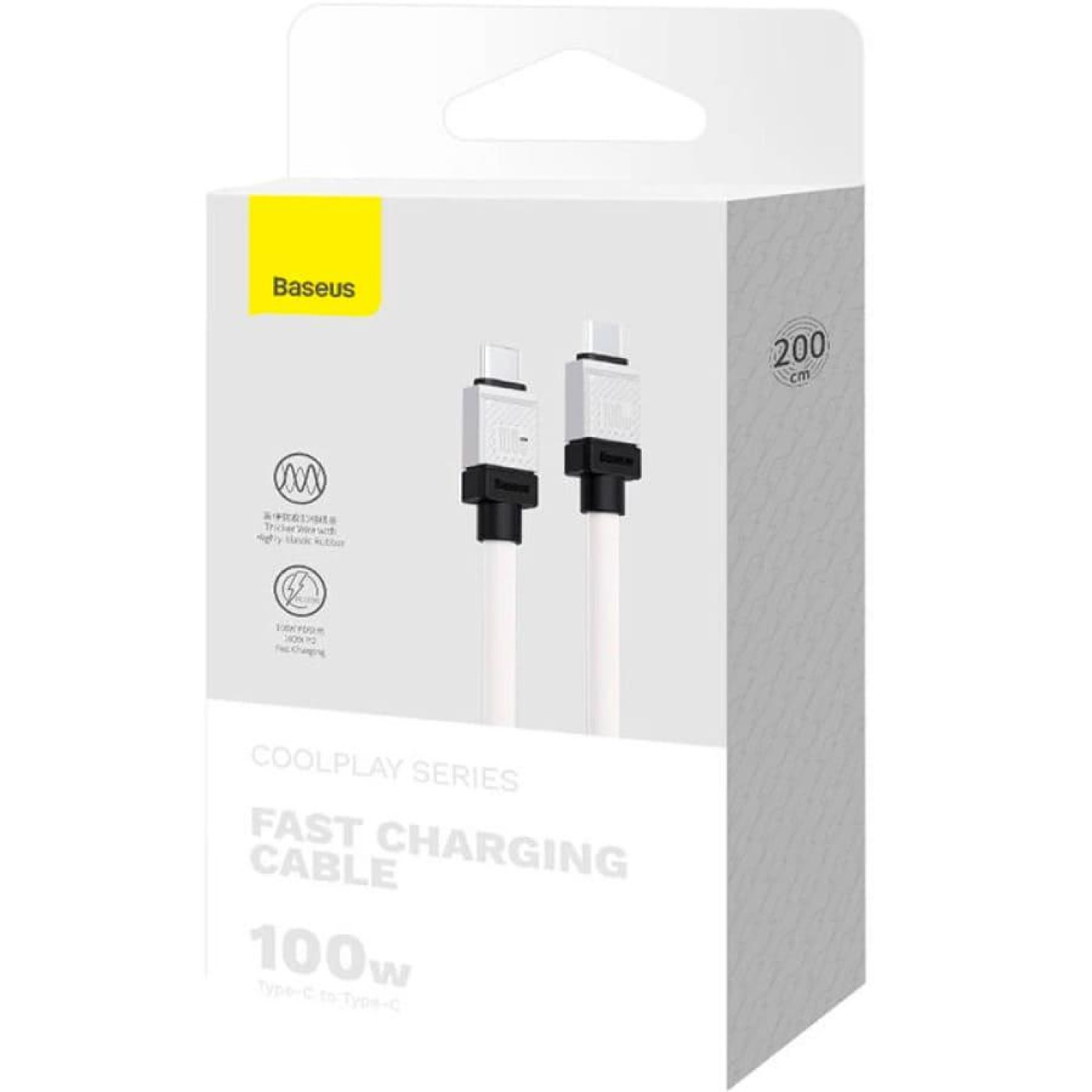 Кабель Baseus CoolPlay Series Type-C to Type-C 100W (2m) white (CAKW000302)