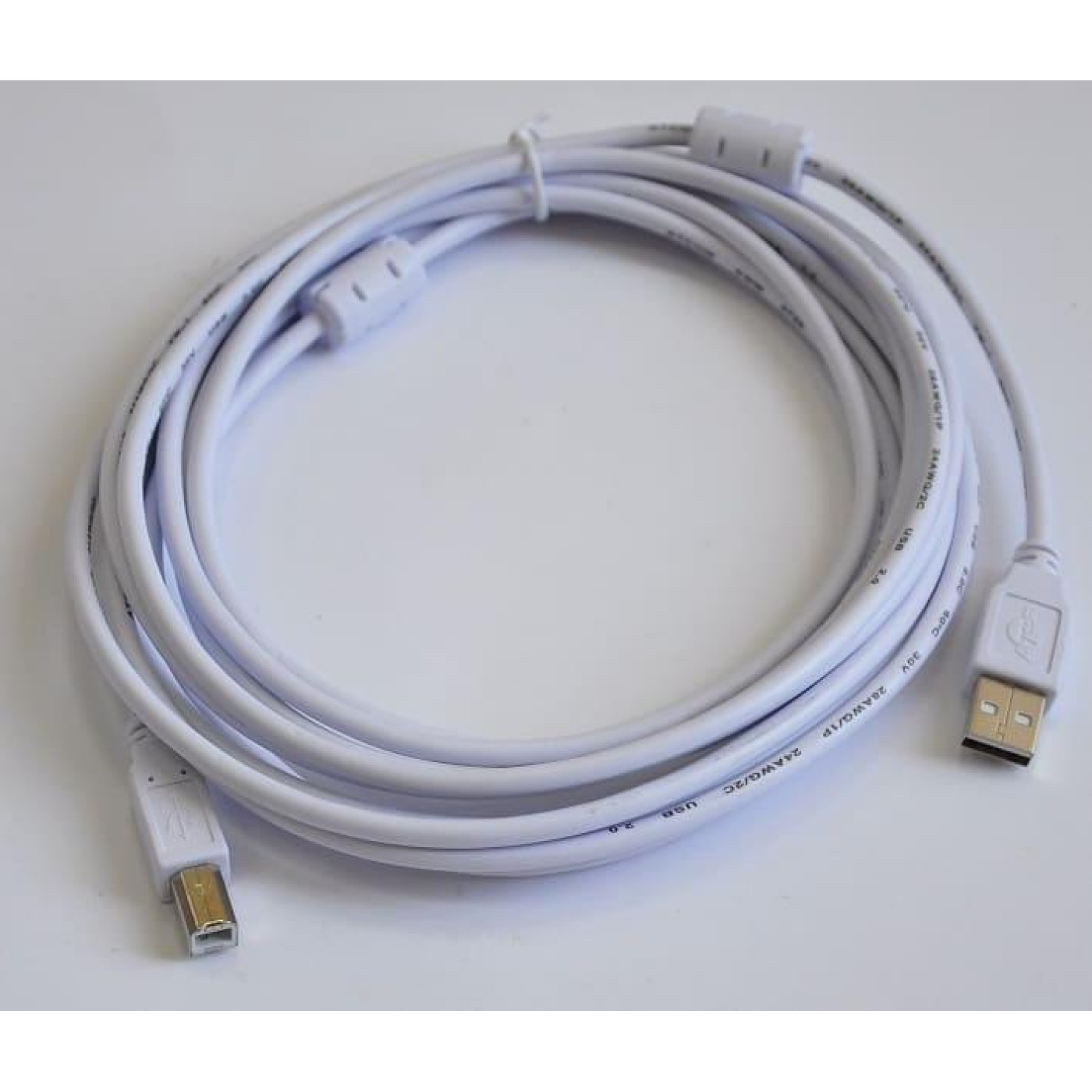 Кабель ATcom USB 2.0 AM/BM 5 м. 2 ferrite core, белый, пакет (10109OLD)