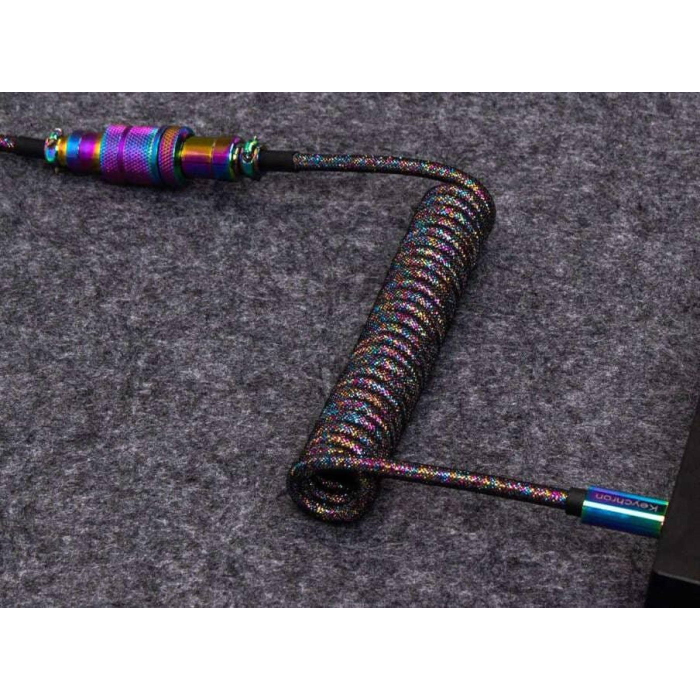 Кабель Keychron Type-A/Type-C Premium Coiled Aviator Cable-Straight Rainbow Palted black (CAB5_KEYCHRON)