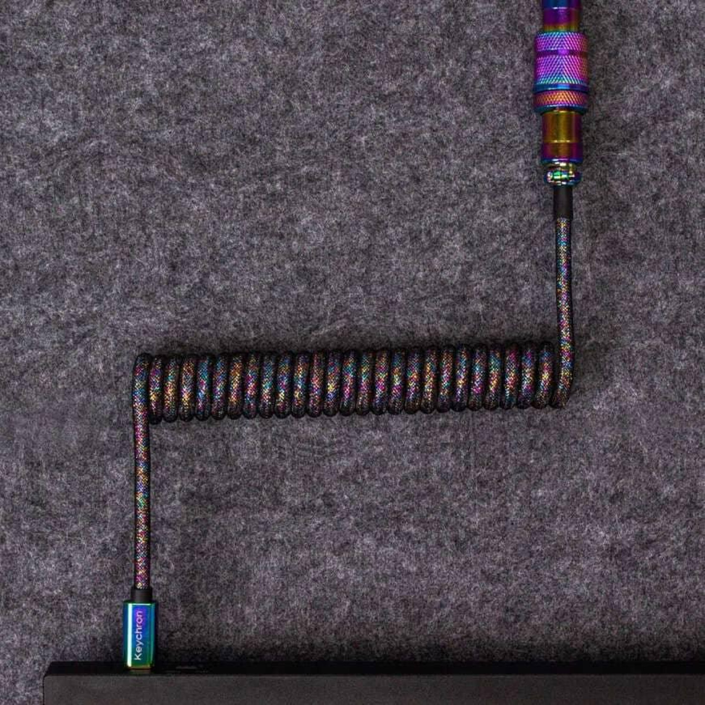 Кабель Keychron Type-A/Type-C Premium Coiled Aviator Cable-Straight Rainbow Palted black (CAB5_KEYCHRON)