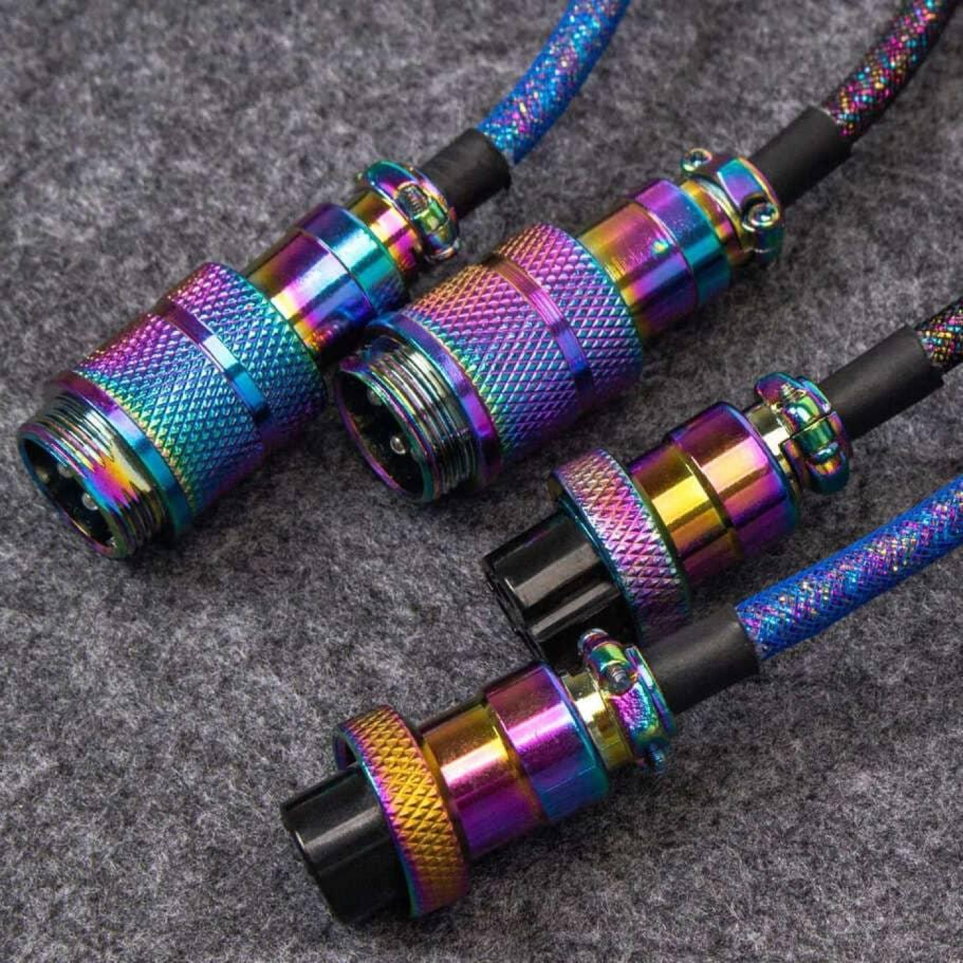 Кабель Keychron Type-A/Type-C Premium Coiled Aviator Cable-Straight Rainbow Palted black (CAB5_KEYCHRON)