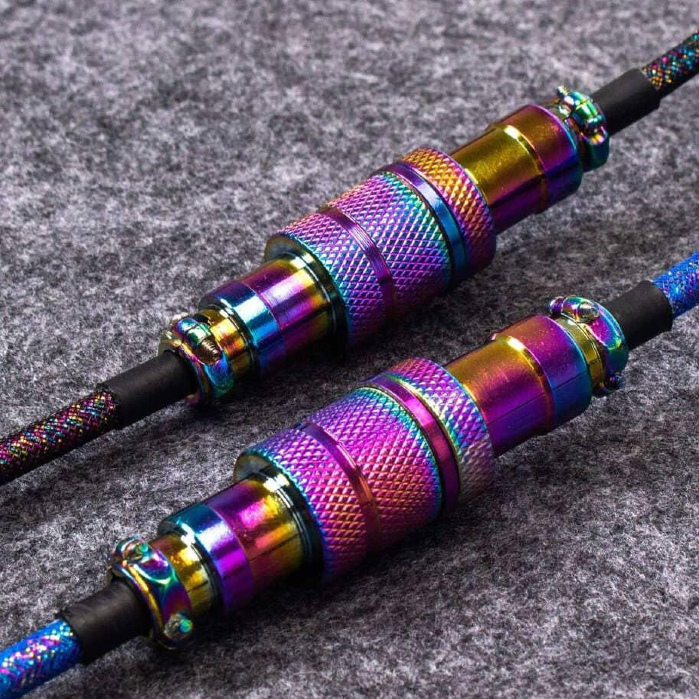 Кабель Keychron Type-A/Type-C Premium Coiled Aviator Cable-Straight Rainbow Palted black (CAB5_KEYCHRON)