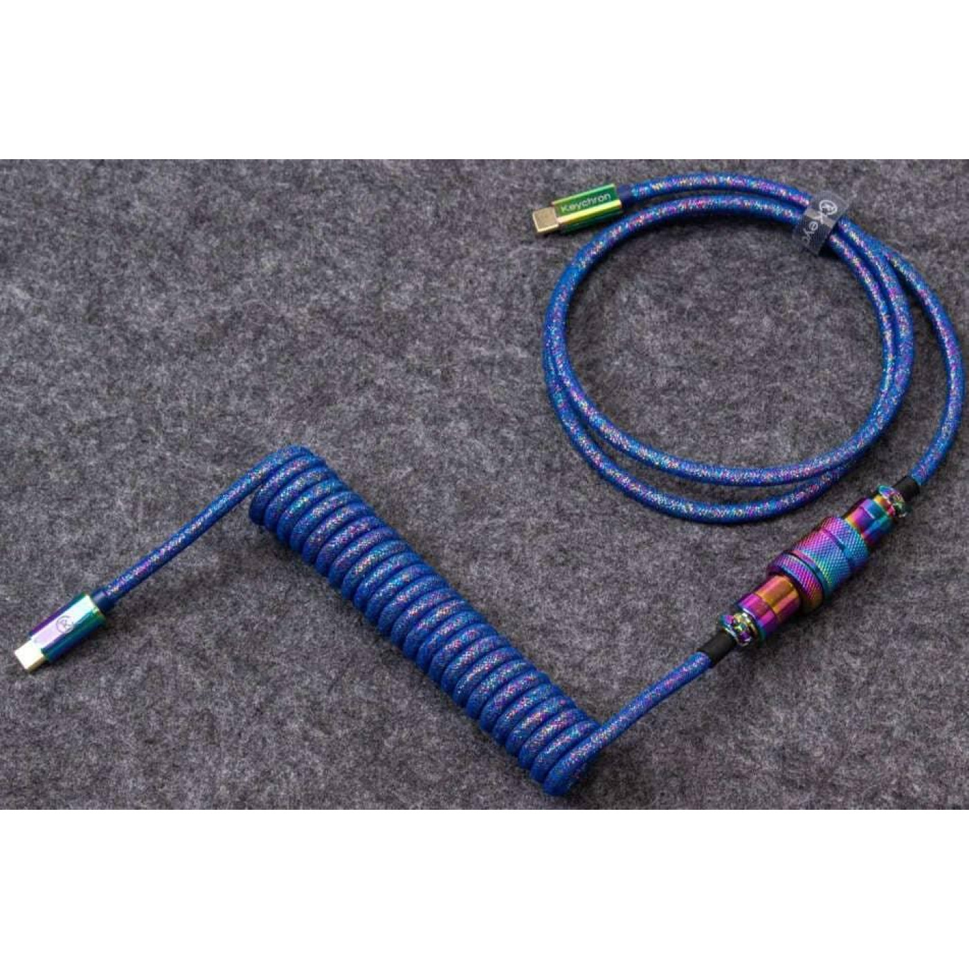 Кабель Keychron Type-A/Type-C Premium Coiled Aviator Cable-Straight Rainbow Palted Blue (CAB6_KEYCHRON)