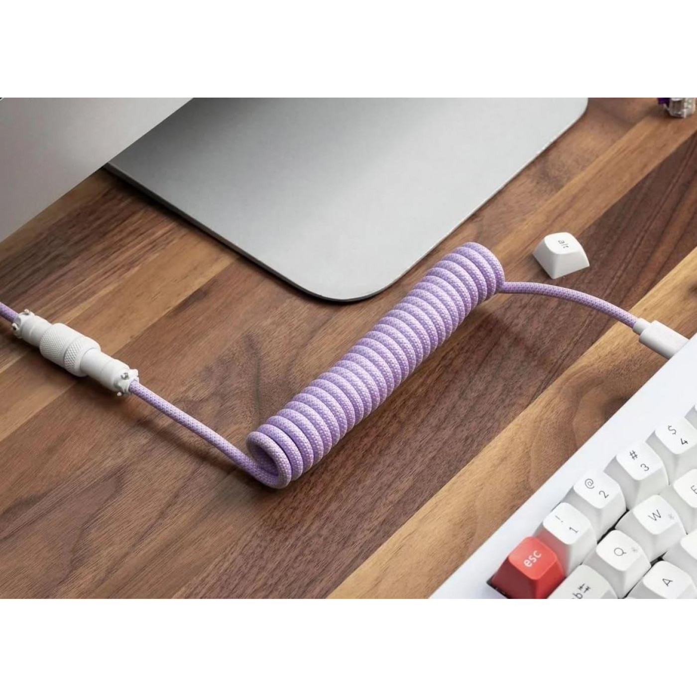 Кабель Keychron USB-A/USB-C > USB-C заряджання/синхронизации Keychron, 1.36м, Type-C, Coiled Aviator, фиолетовий (CAB17_KEYCHRON)