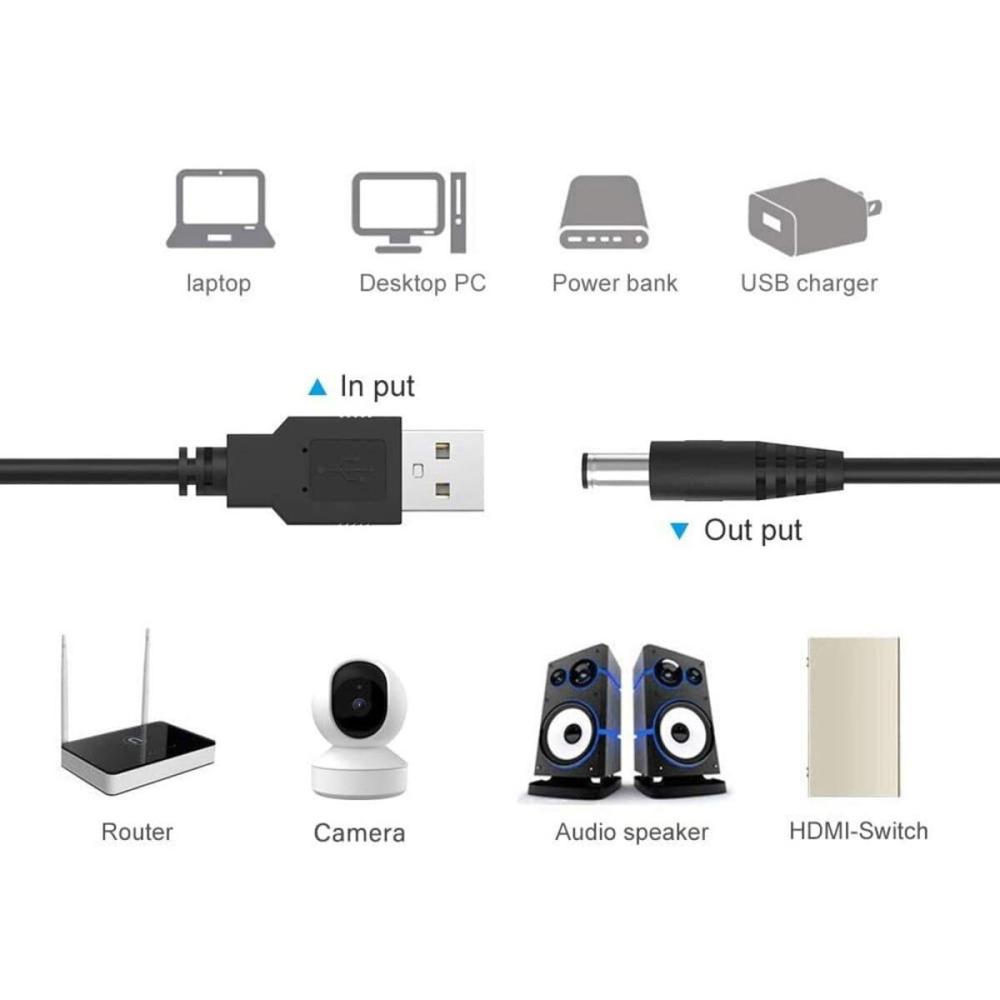 Кабель China USB-DC 5v-12v (1m) (USBDC512)
