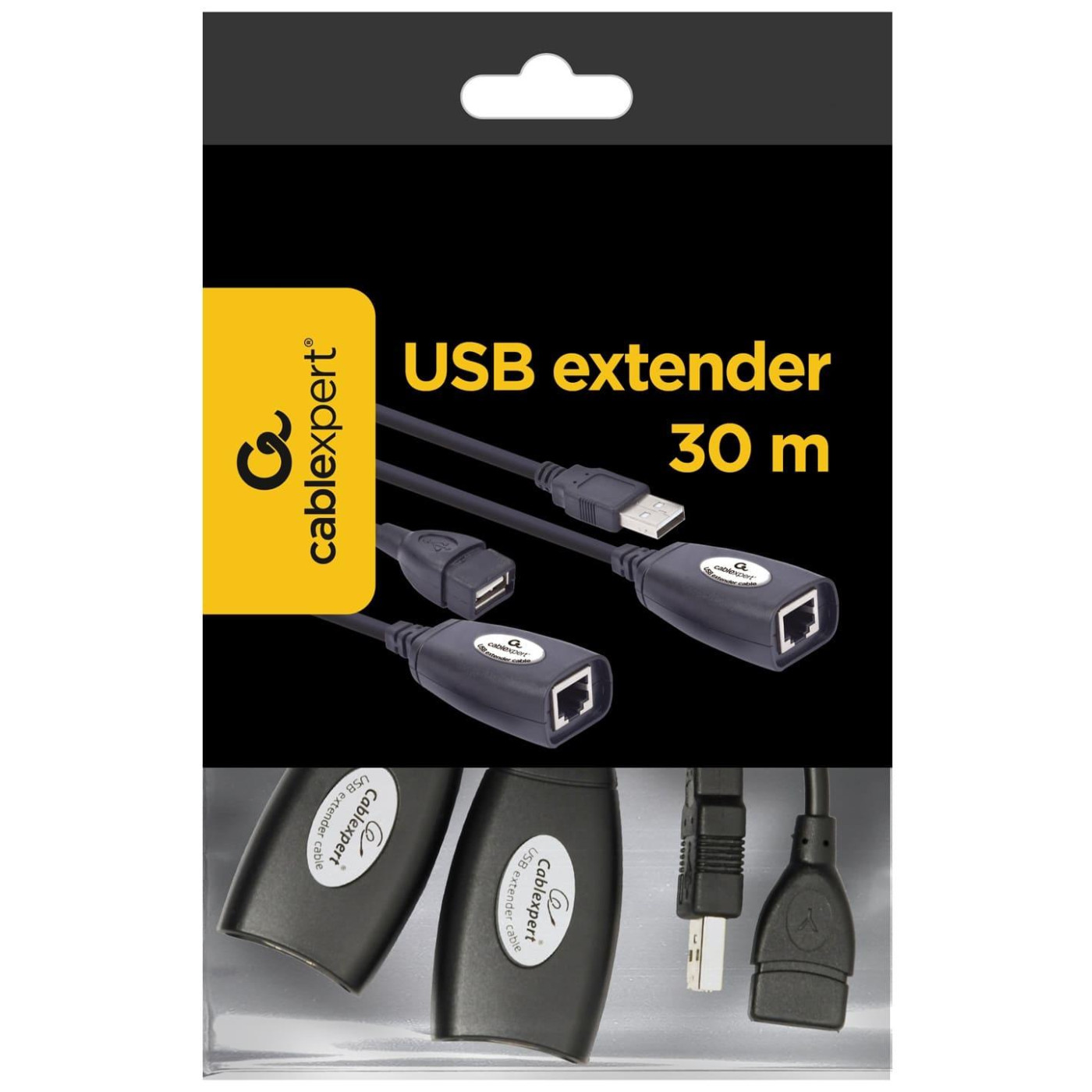 Кабель Cablexpert - удлинитель USB2.0 по витой паре, до 30 м, Black (UAE-30M)