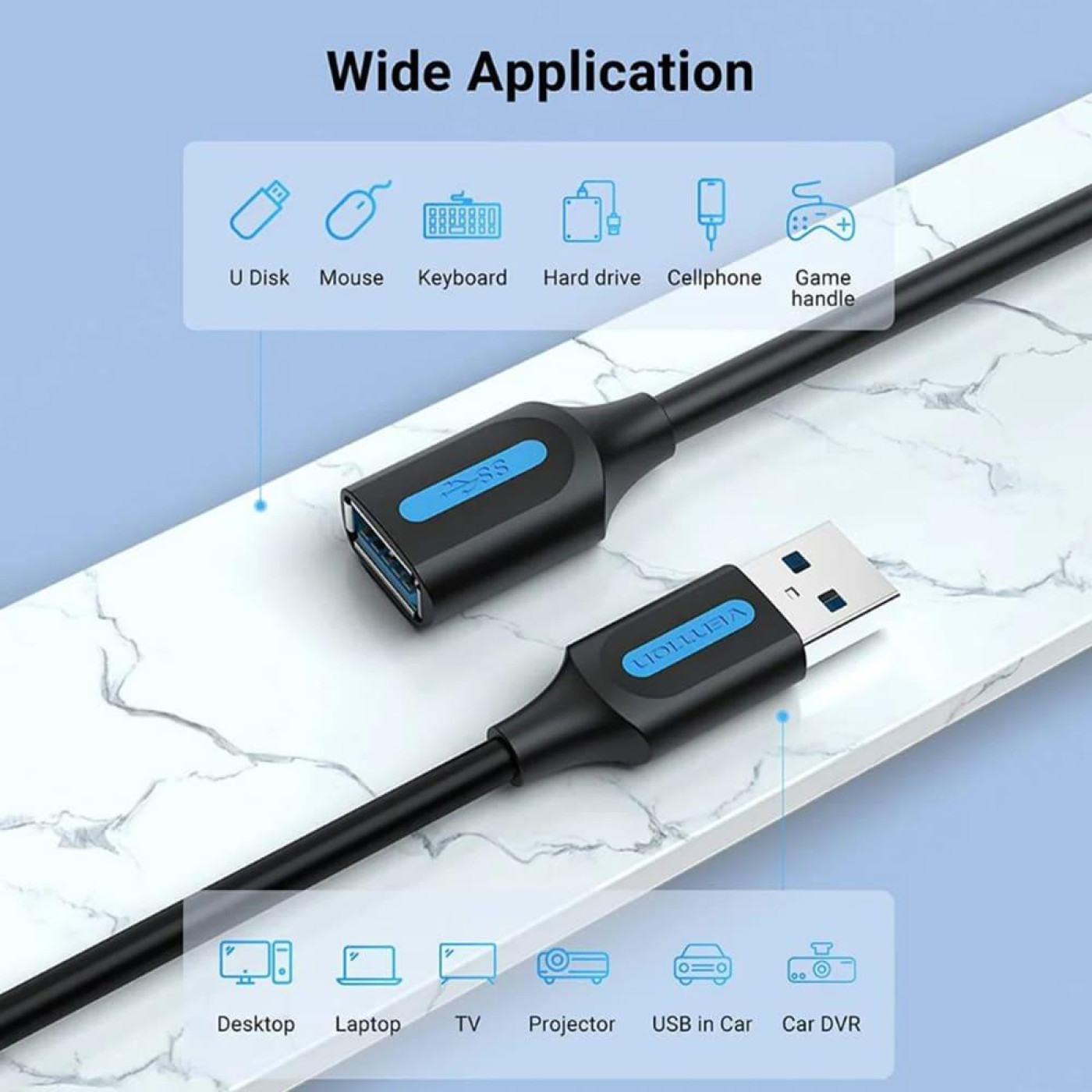 Сетевой фильтр USB-USB 0.5m, Black (CBHBD)