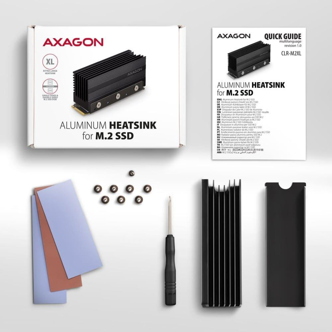 Радиатор з пасивним охолодженням для накопичувачив AXAGON CLR-M2XL heatsink for M.2 SSD