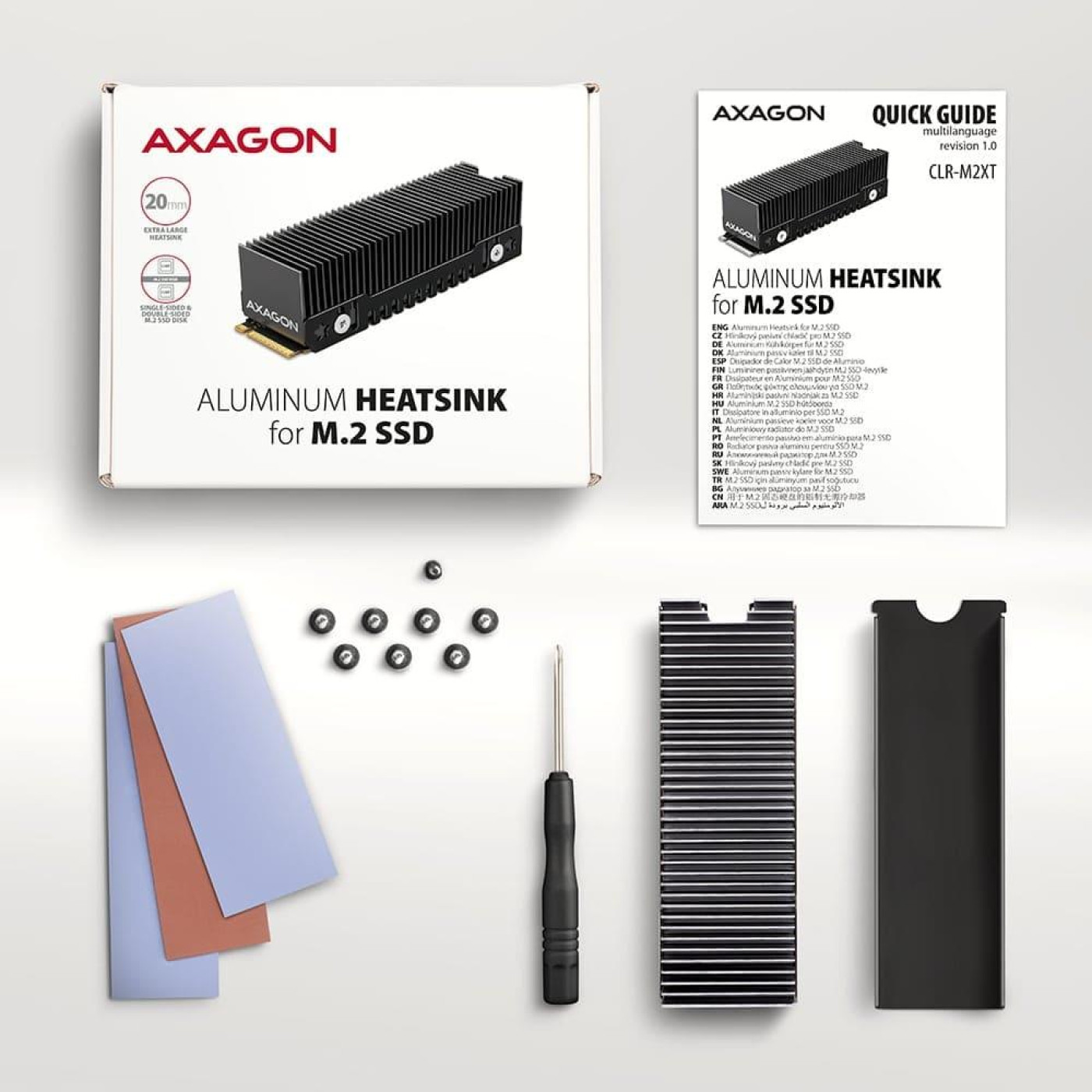 Радиатор з пасивним охолодженням для накопичувачив AXAGON CLR-M2XT heatsink for M.2 SSD
