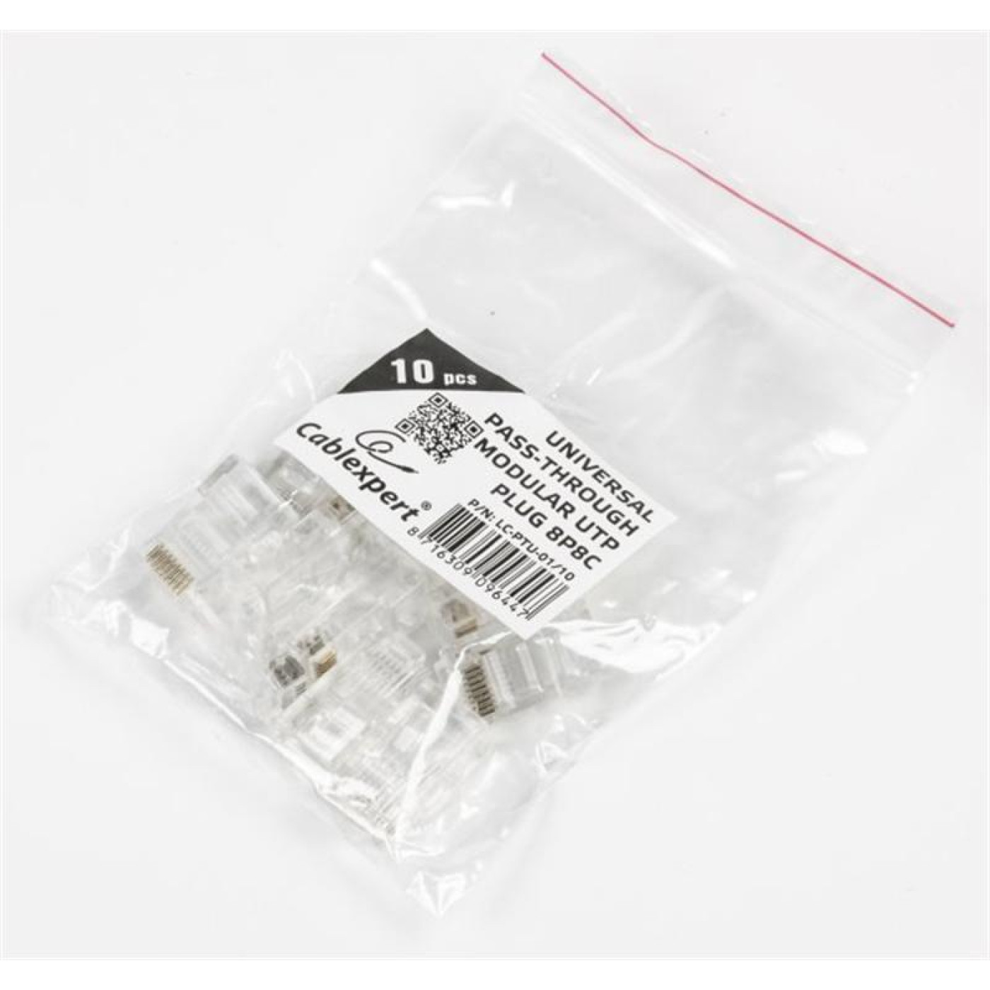 Коннектор RJ 45 Cablexpert (LC-PTU-01/10) со сквозними отверстиями (10 шт/уп)