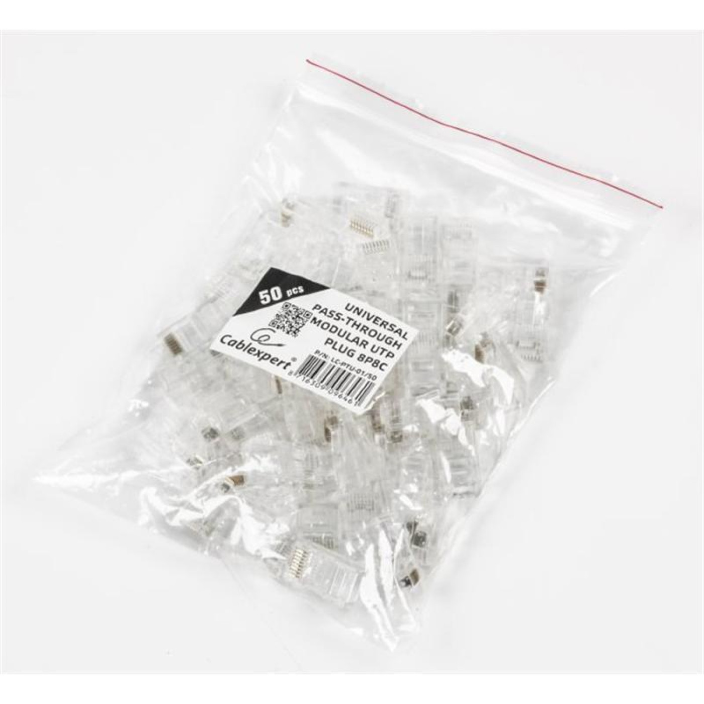 Коннектор RJ 45 Cablexpert (LC-PTU-01/50) со сквозними отверстиями (50 шт/уп)