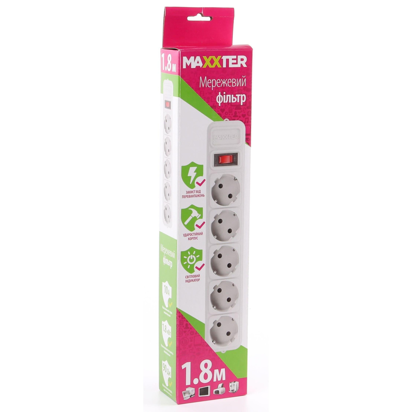 Мережевий фільтр 5 розеток 1.8м серий (SPM5-G-6G)