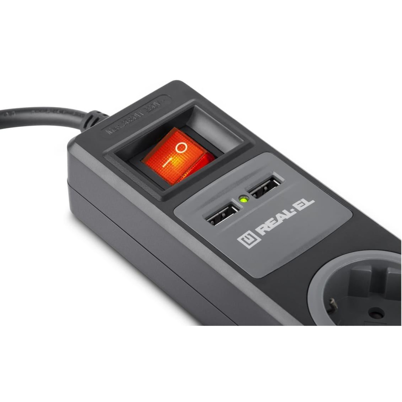 Сетевой фильтр RS-3 USB CHARGE 1.8m Black UAH (EL122500001)