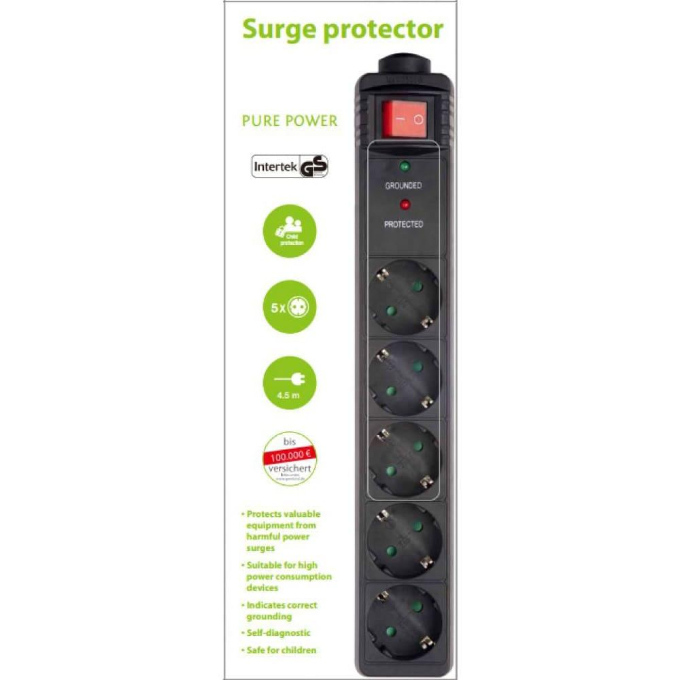 Сетевой фильтр SPG5-C-15, 5 розеток, 4.5 м (SPG5-C-15)