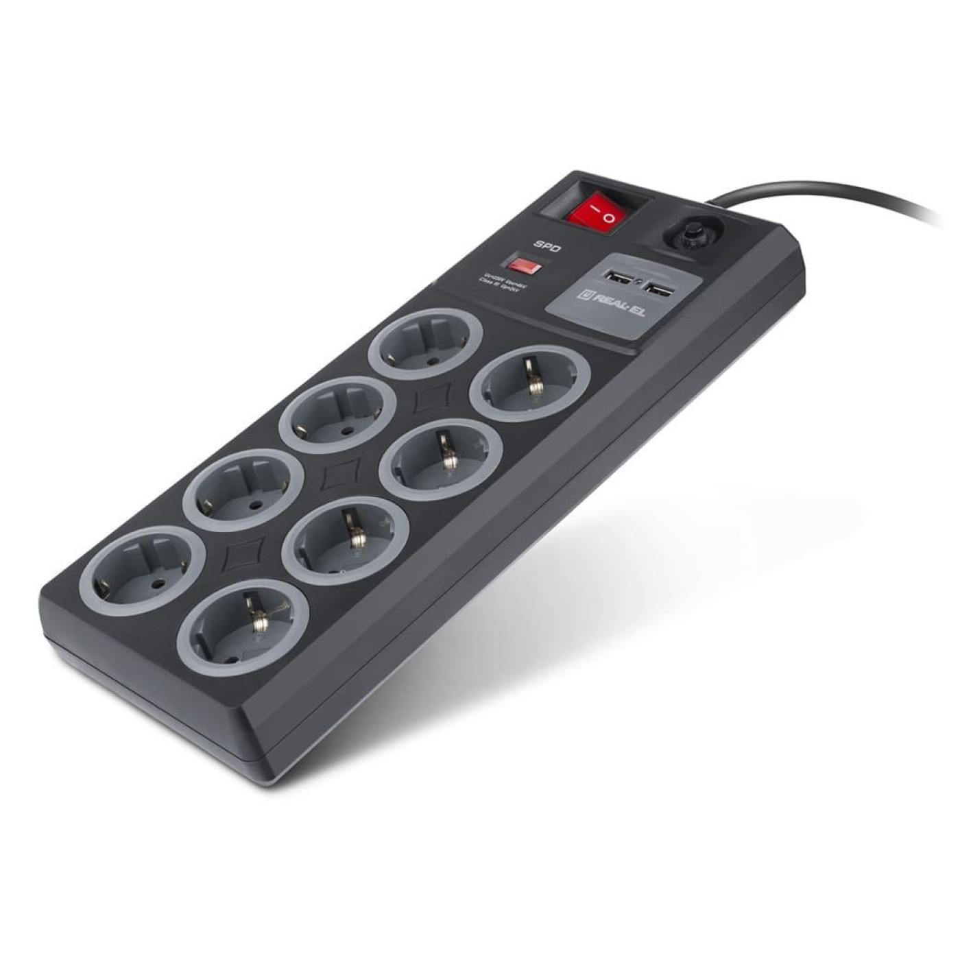 Сетевой фильтр RS-8F USB CHARGE 3m, black (EL122300004)