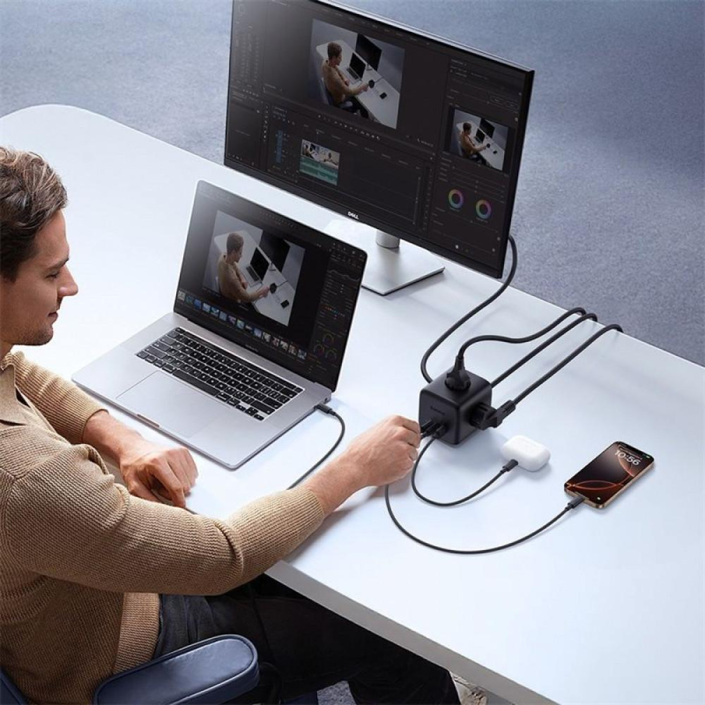 Сетевой фильтр Baseus EnerFill FA11 Cube Power Strip (3xAC + USB + 1xType-C 67W) (1.5m) black (E00082100123-00)