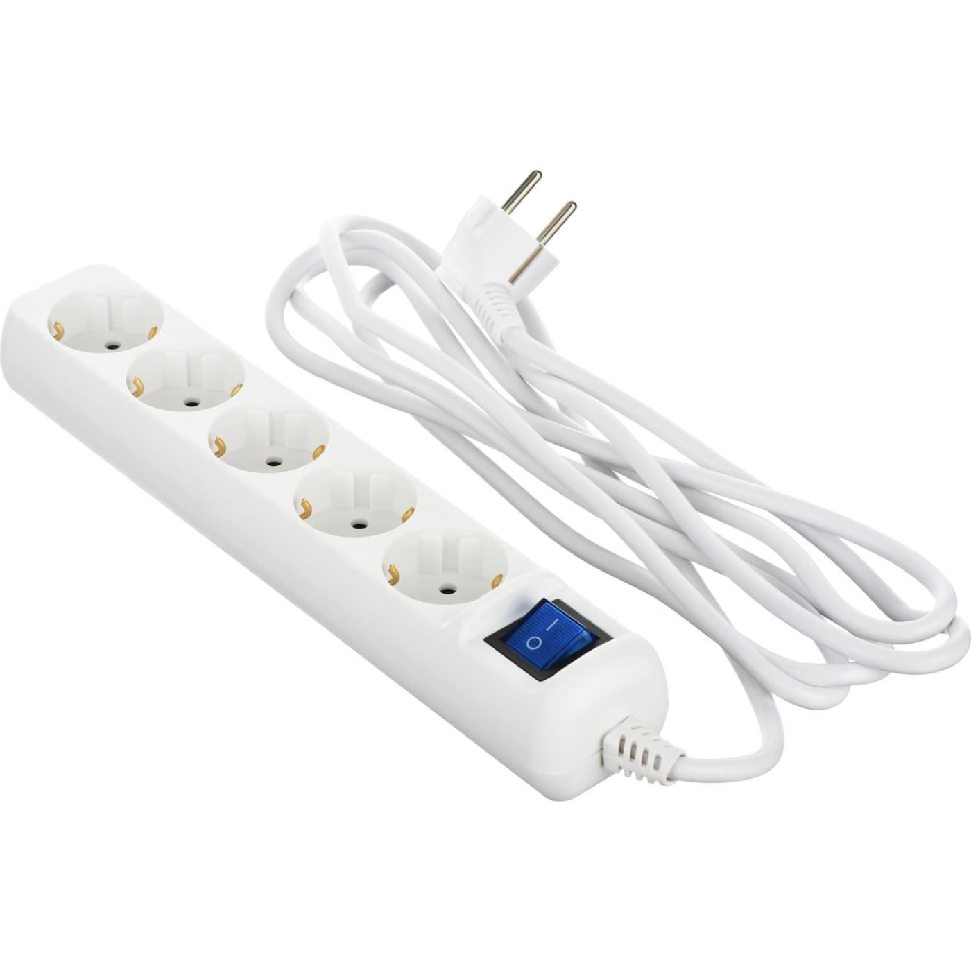 Сетевой фильтр 3 м, 2E, White, 5 розеток, 16А, до 3.5 кВт, выключатель, заземление (2E-U05ESM3W)