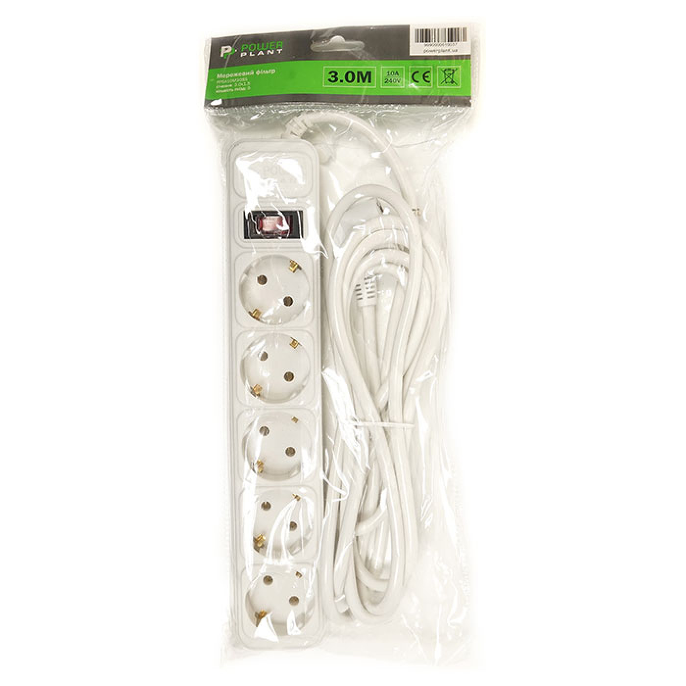 Сетевой фильтр JY-1056/3 5 розеток, 3 м, билий (PPSA10M30S5)