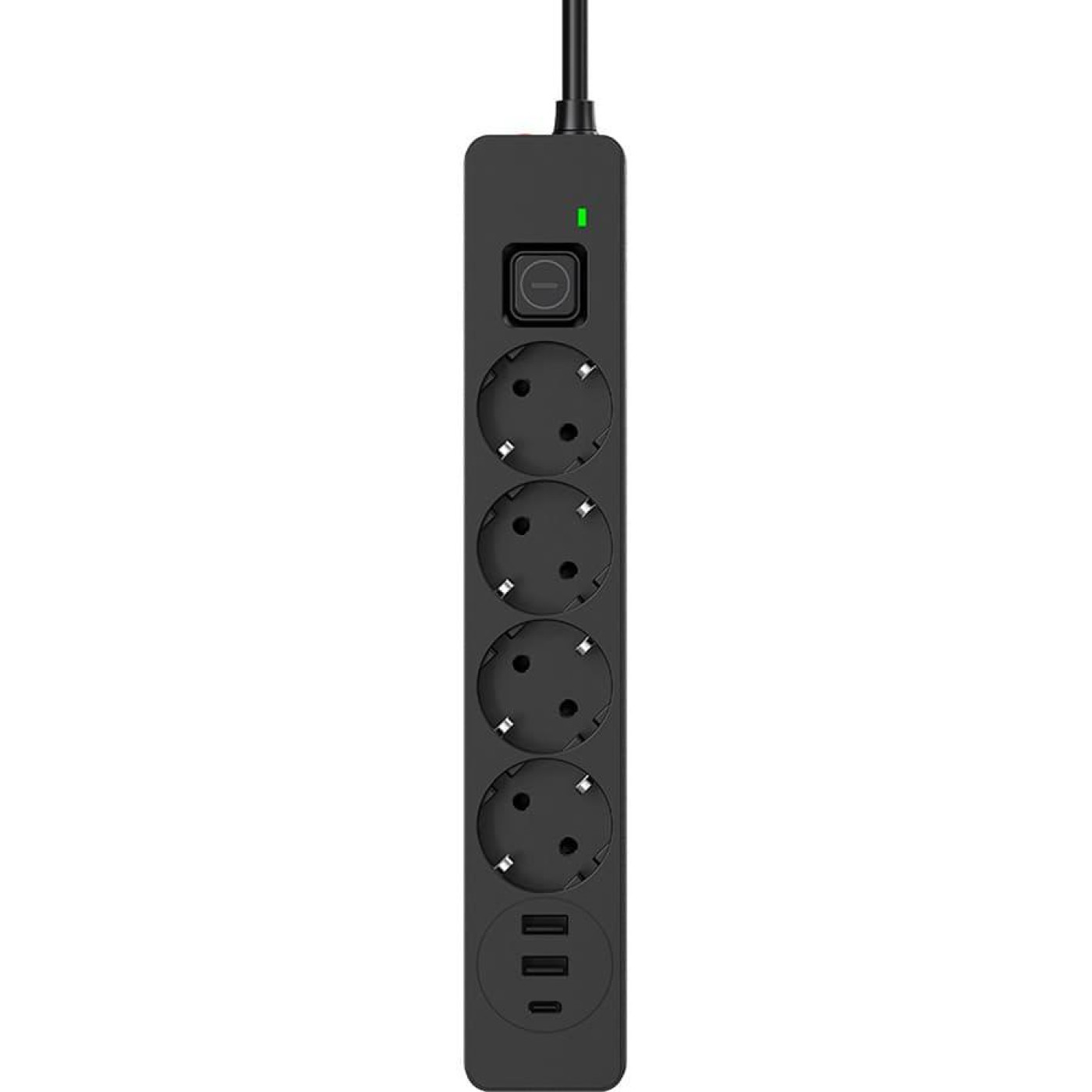 Мережевий фильтр-подовжувач СolorWay 4 розетки/3USB (2USB-A + 1 TYPE-C) (24W) Black 2M