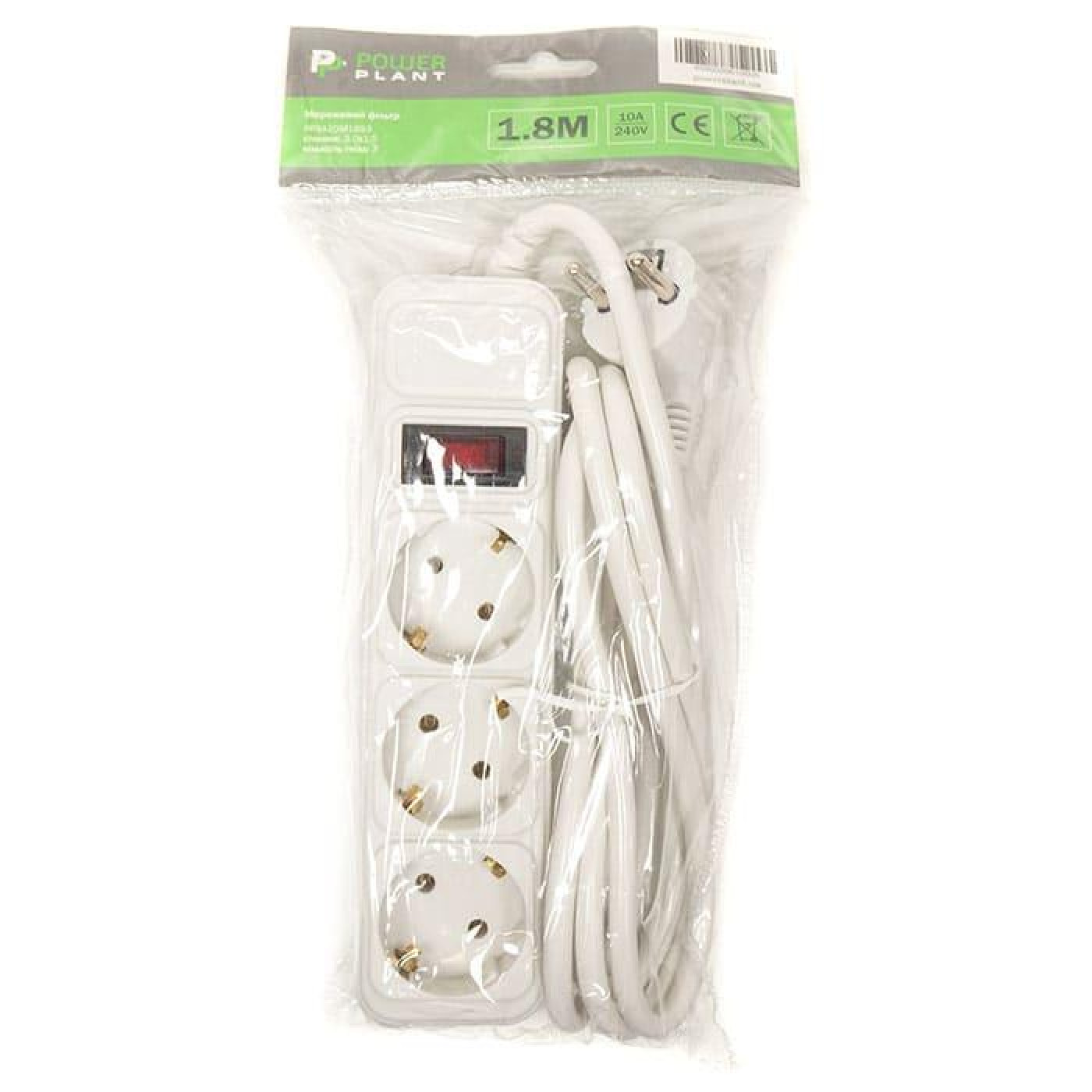 Сетевой фильтр JY-1054/1.8 3 розети, 1.8 м, белый (PPSA10M18S3)
