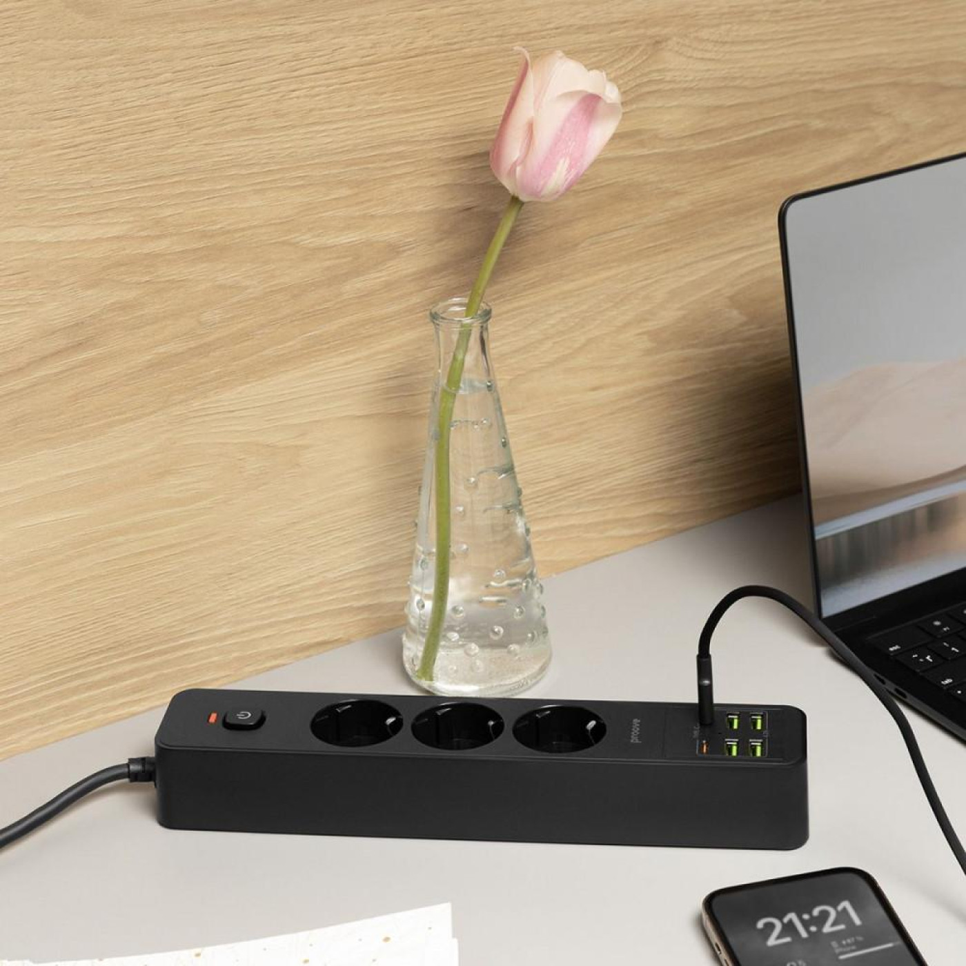 Сетевой фильтр Proove Power Strip P-03 (3 розетки + 4 USB + 2 Type-C) 2М black (PSP342420001)