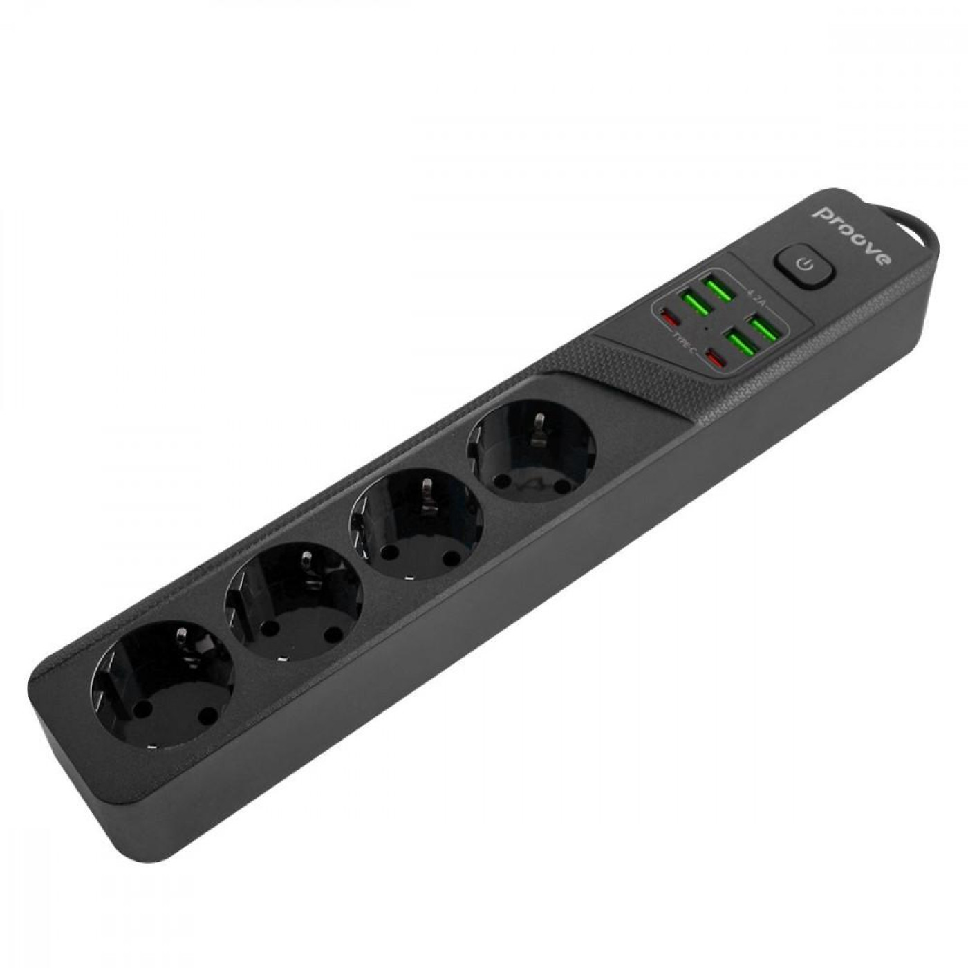 Сетевой фильтр Proove Power Strip P-04 (4 розетки + 4 USB + 2 Type-C) 2М black (PSP442420001)